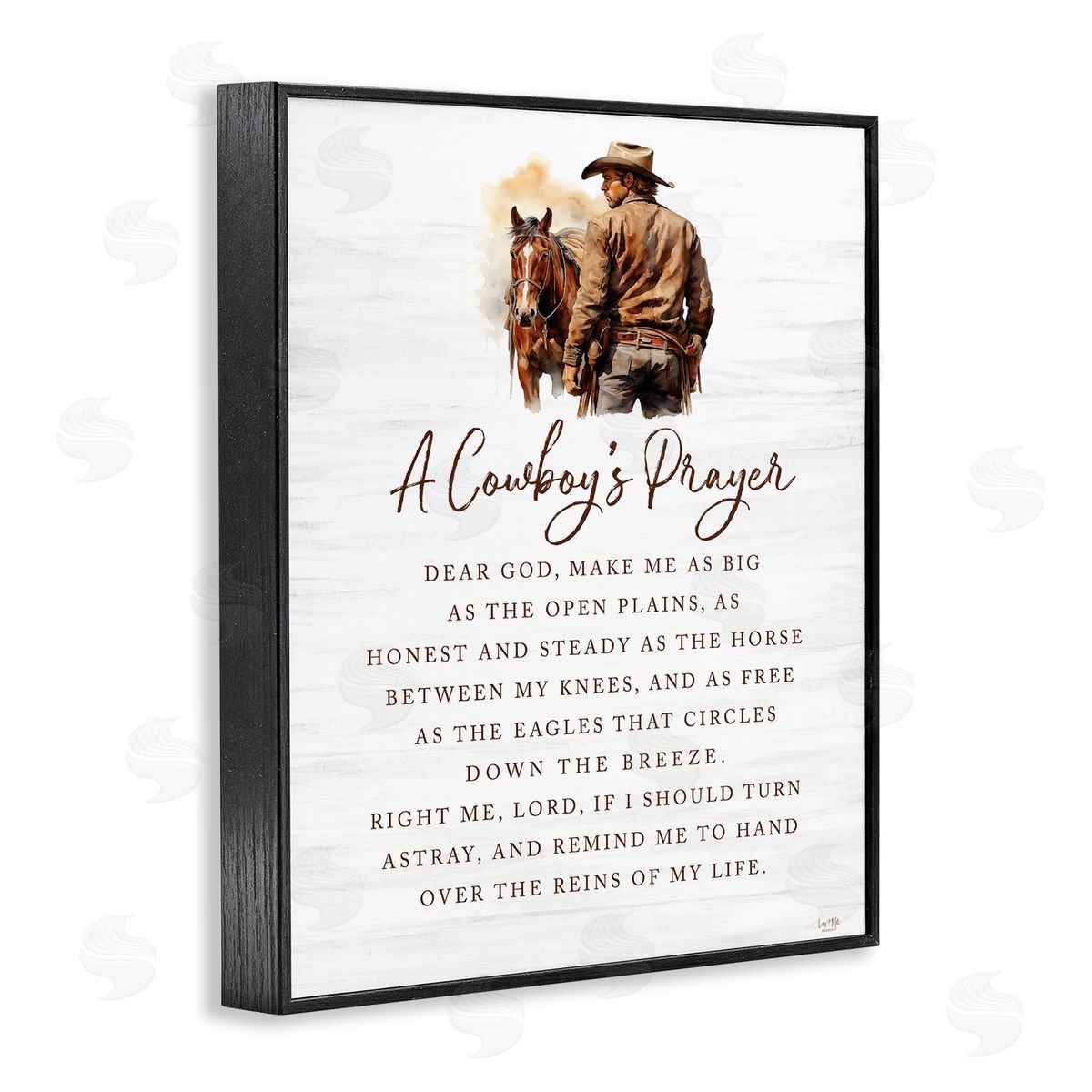 Heartfelt Cowboy's Prayer Black Frame Print Wall Art, Home Decor by Lux + Me Designs