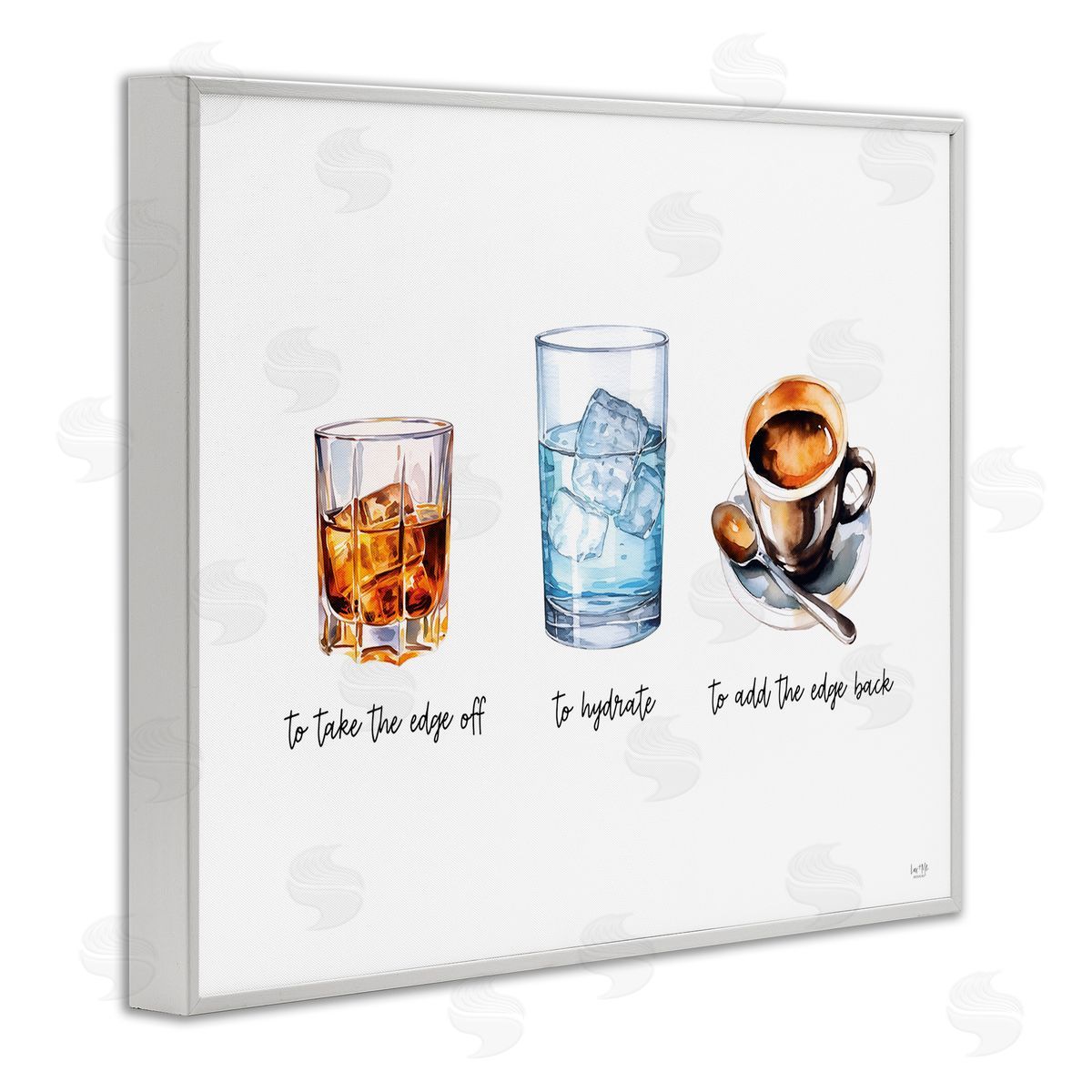 Funny Whiskey & Coffee White Frame Print Wall Art, Home Decor by Lux + Me Designs