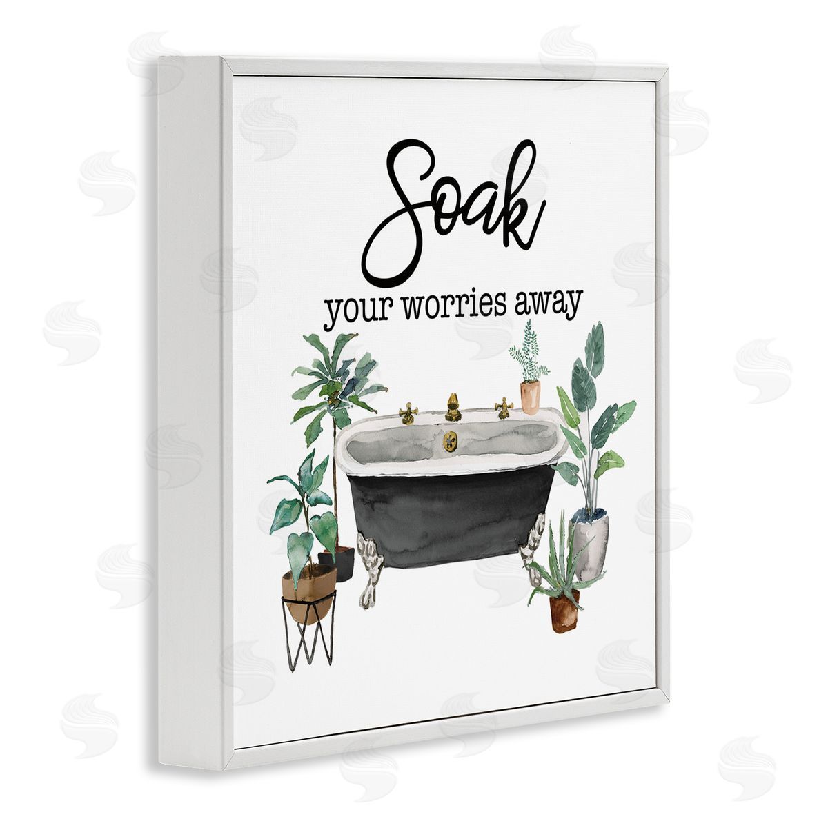 Soak Worries Away Plants White Frame Print Wall Art, Home Decor by Masey St. Studios