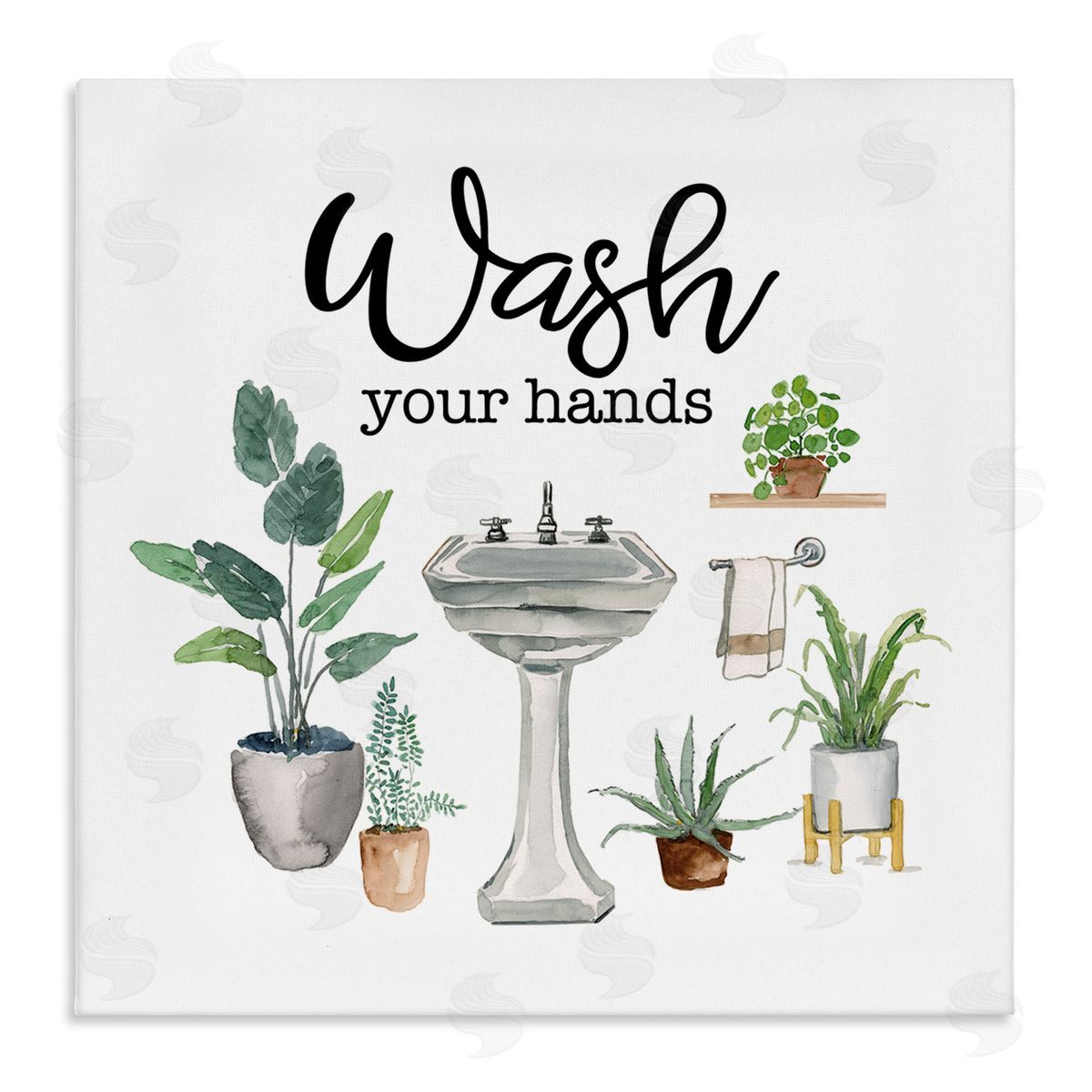 Hygiene Phrase with Plants Canvas Wall Art, Home Decor by Masey St. Studios