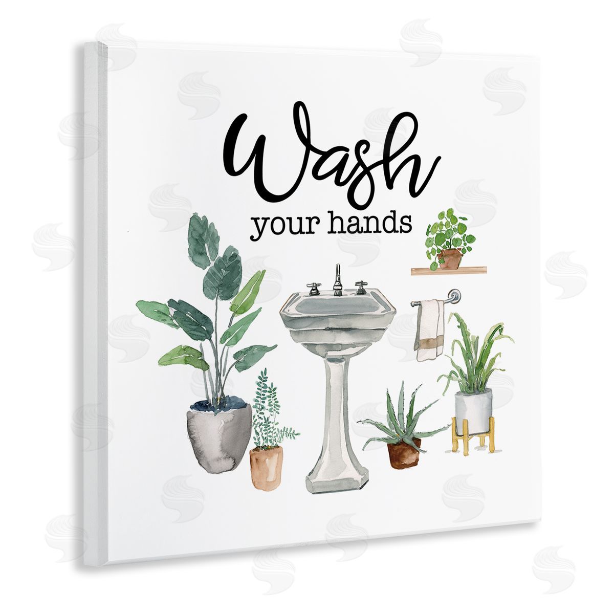 Hygiene Phrase with Plants Wood Plaque Wall Art, Home Decor by Masey St. Studios
