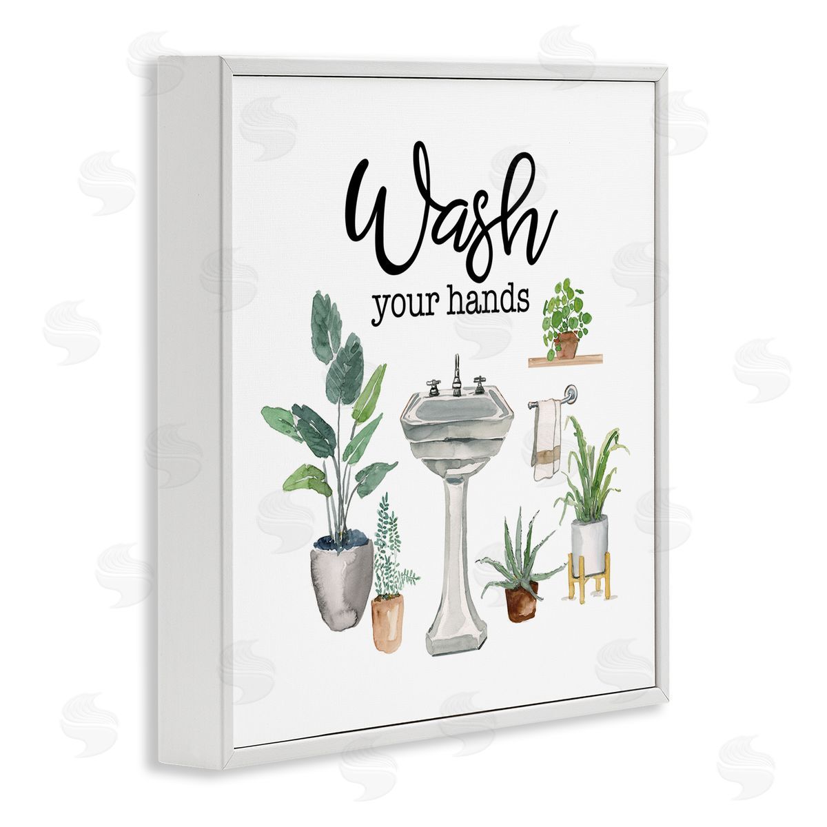 Hygiene Phrase with Plants White Frame Print Wall Art, Home Decor by Masey St. Studios