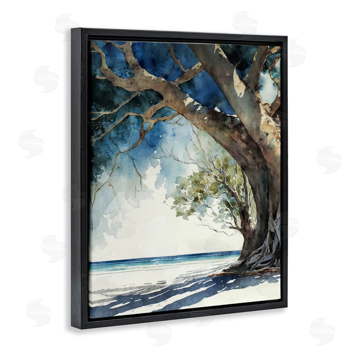 Looming Tree on Coast Black Floating Frame Canvas Wall Art, Home Decor by Svetlana Aleynikova