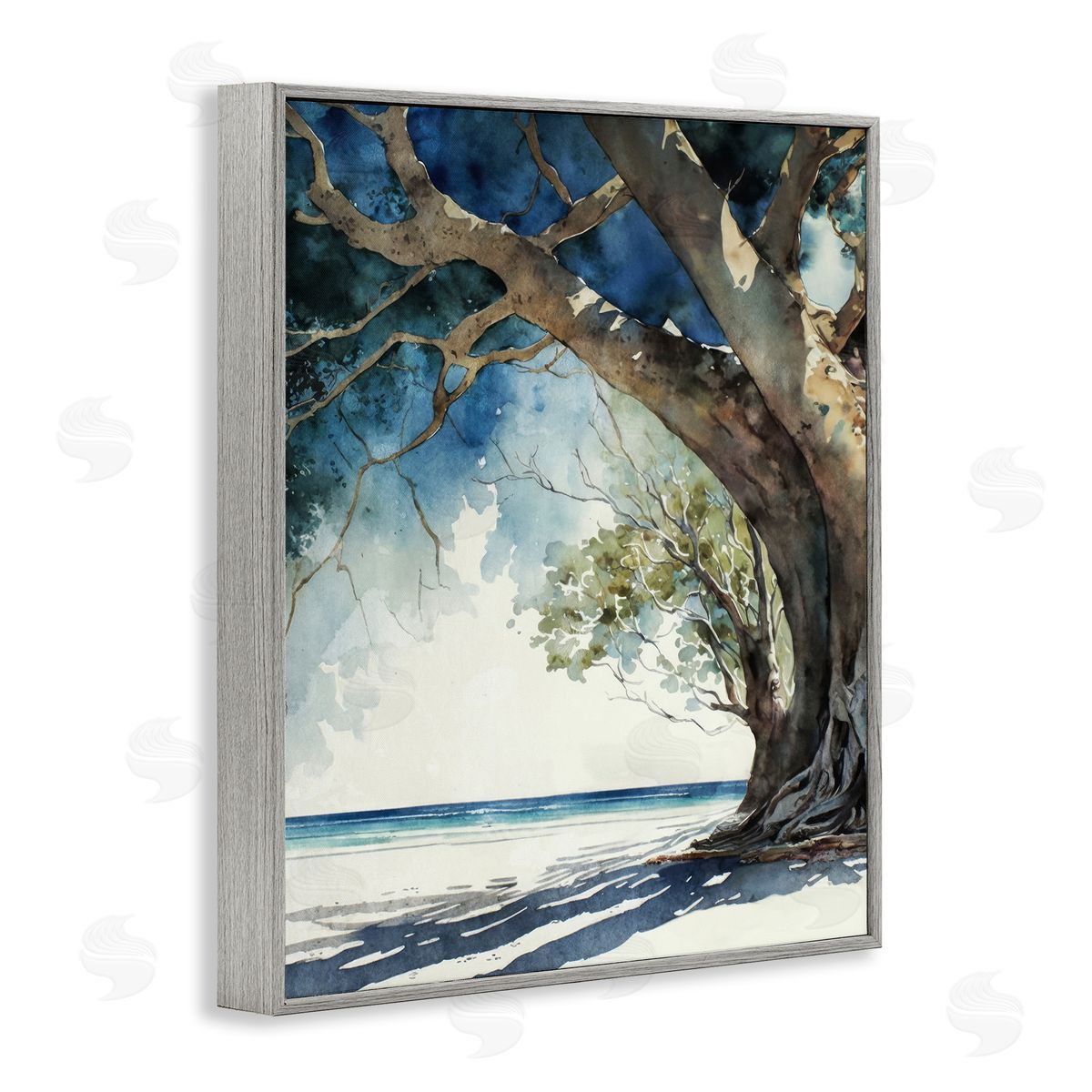 Looming Tree on Coast Grey Frame Print Wall Art, Home Decor by Svetlana Aleynikova