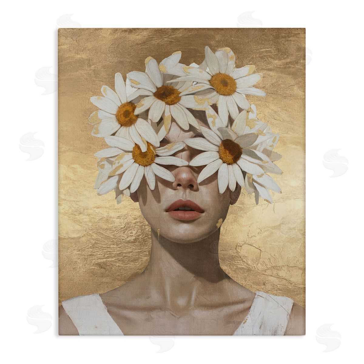 Daisy Adorned Woman Canvas Wall Art, Home Decor by Svetlana Aleynikova
