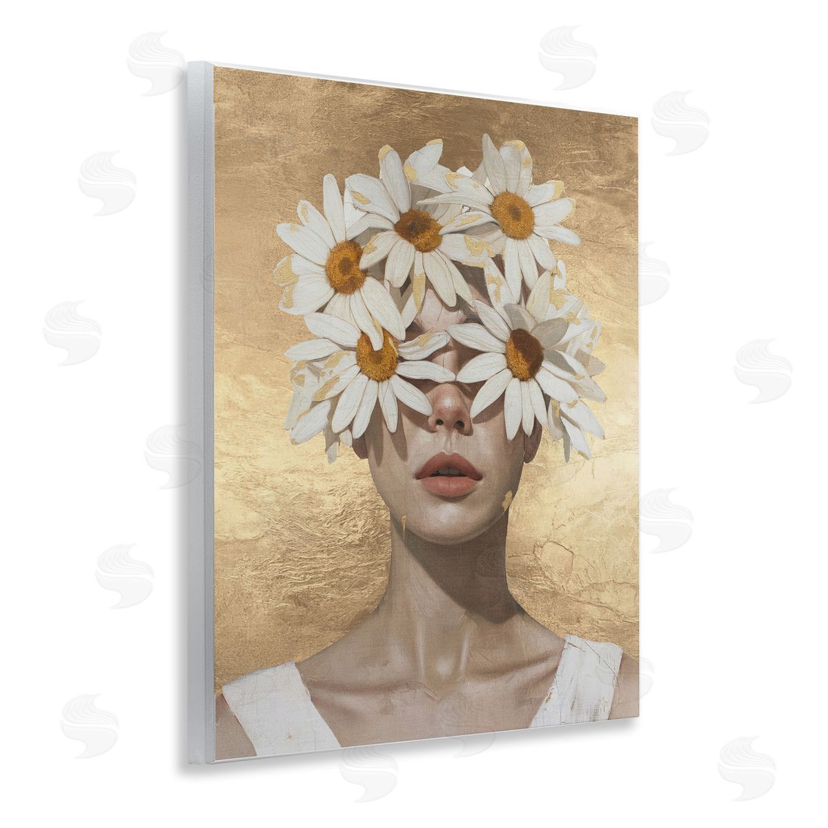 Daisy Adorned Woman Wood Plaque Wall Art, Home Decor by Svetlana Aleynikova