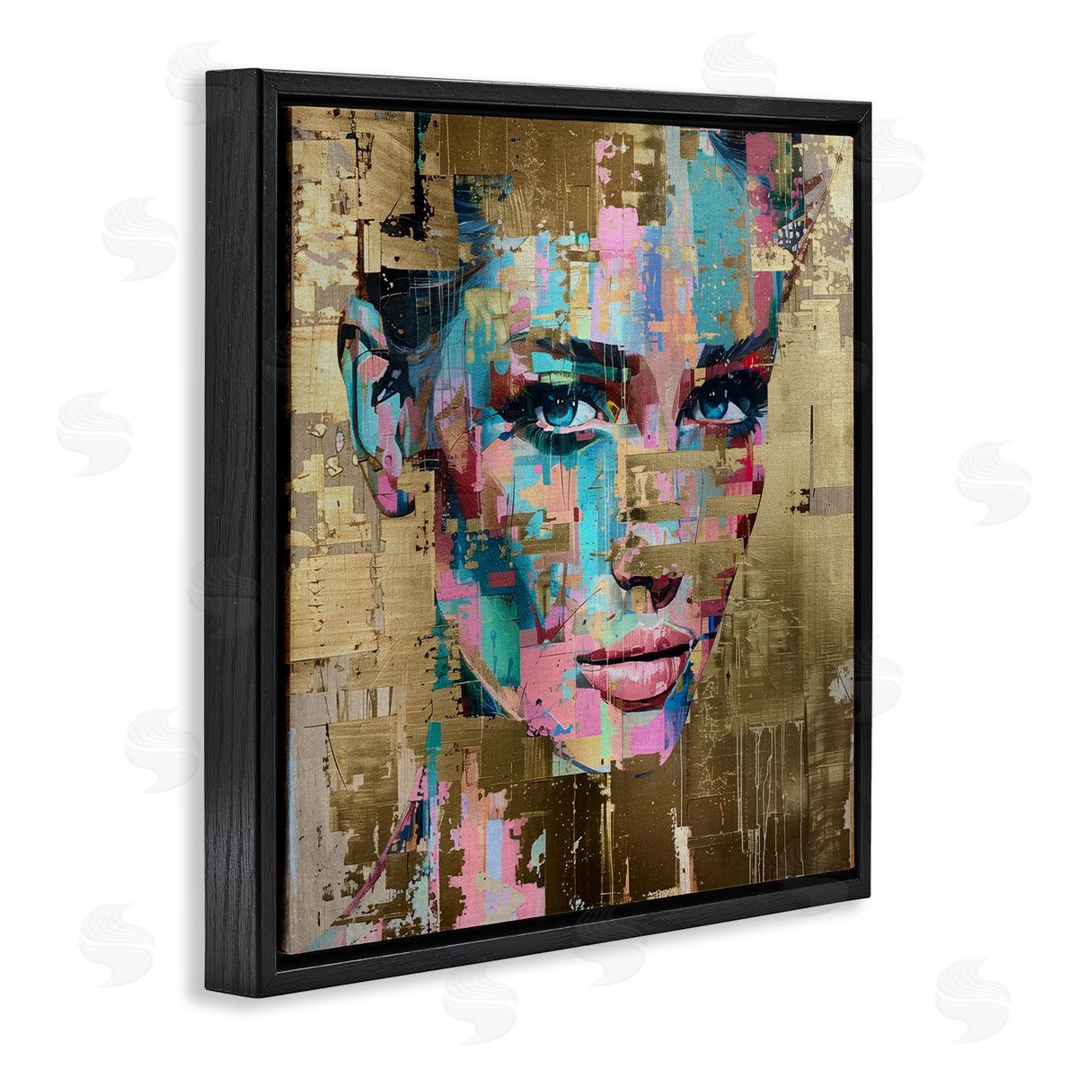 Glam & Gold Hues Portrait Black Floating Frame Canvas Wall Art, Home Decor by Svetlana Aleynikova
