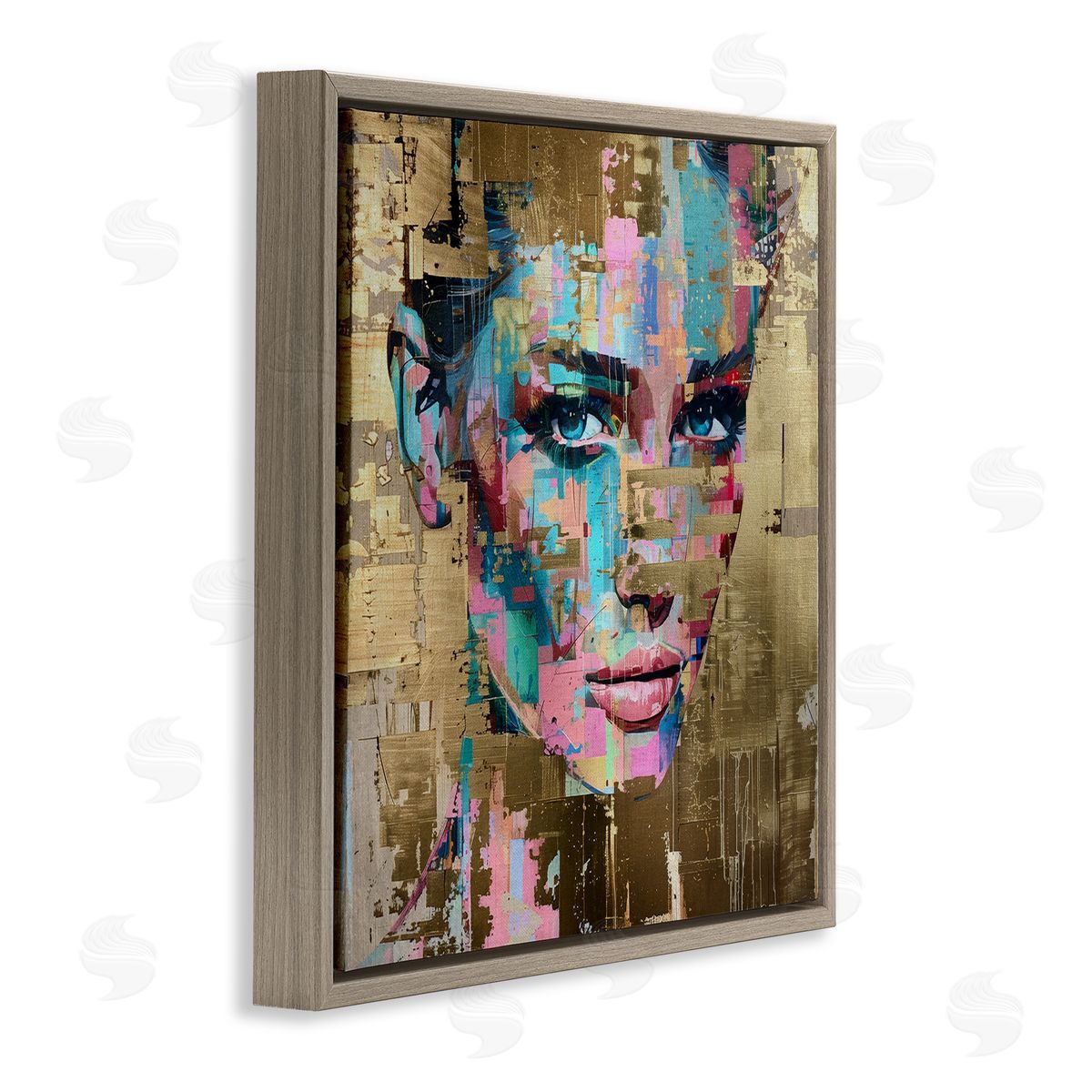Glam & Gold Hues Portrait Brown Floating Frame Canvas Wall Art, Home Decor by Svetlana Aleynikova