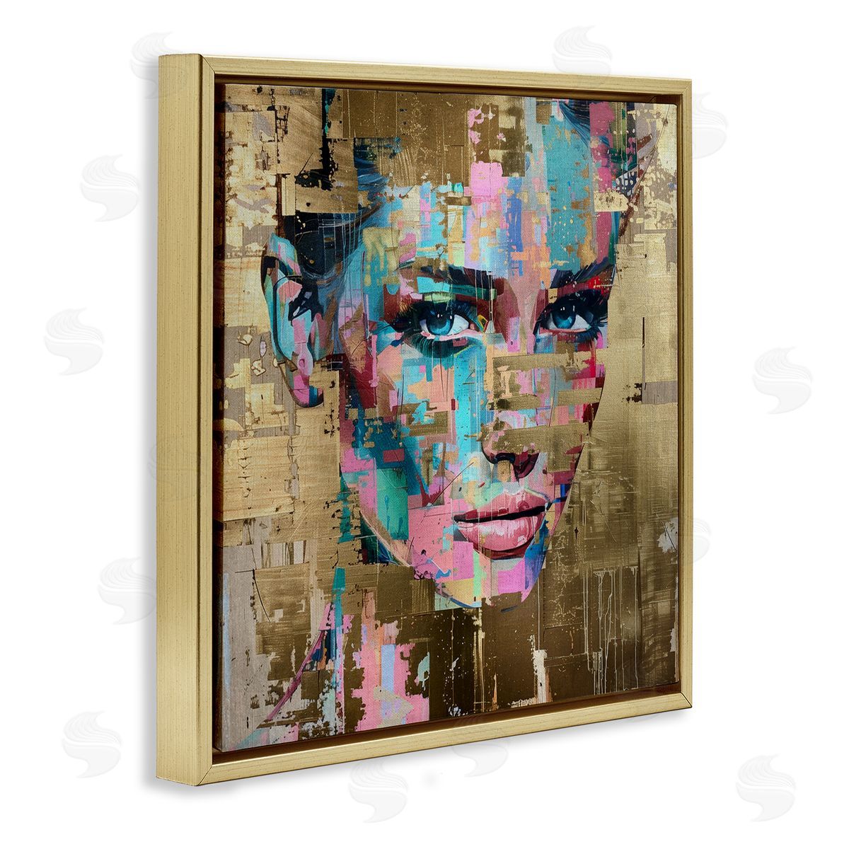 Glam & Gold Hues Portrait Gold Floating Frame Canvas Wall Art, Home Decor by Svetlana Aleynikova