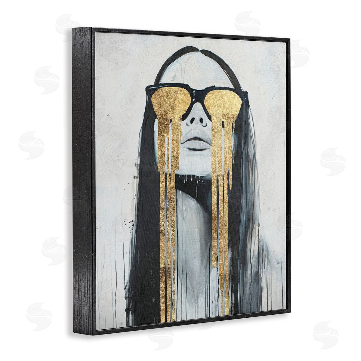 Golden Tears Glam Girl Black Frame Print Wall Art, Home Decor by Svetlana Aleynikova