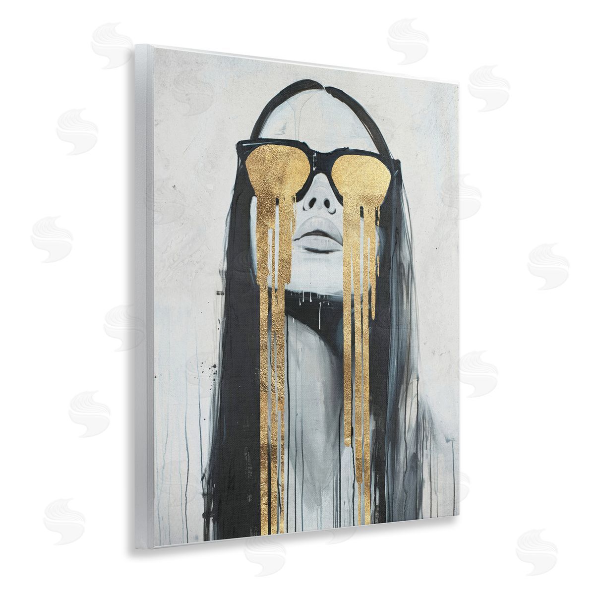 Golden Tears Glam Girl Wood Plaque Wall Art, Home Decor by Svetlana Aleynikova