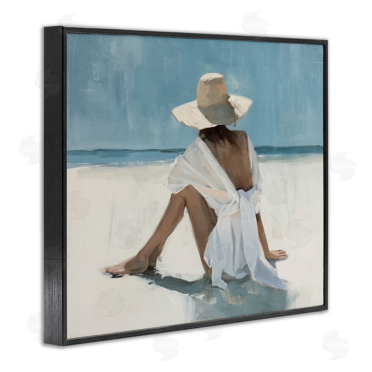 Ocean Dream Woman Black Frame Print Wall Art, Home Decor by Svetlana Aleynikova