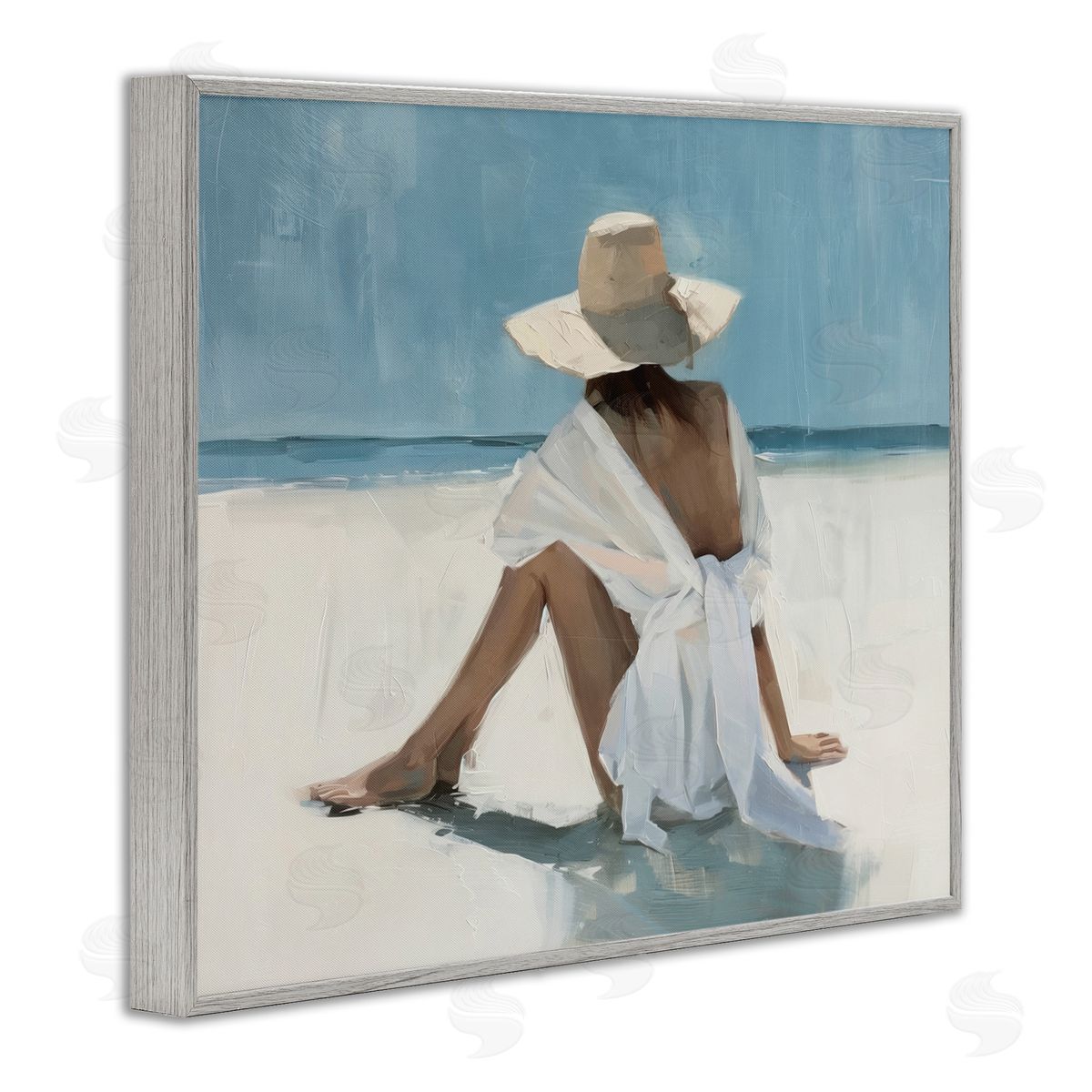 Ocean Dream Woman Grey Frame Print Wall Art, Home Decor by Svetlana Aleynikova