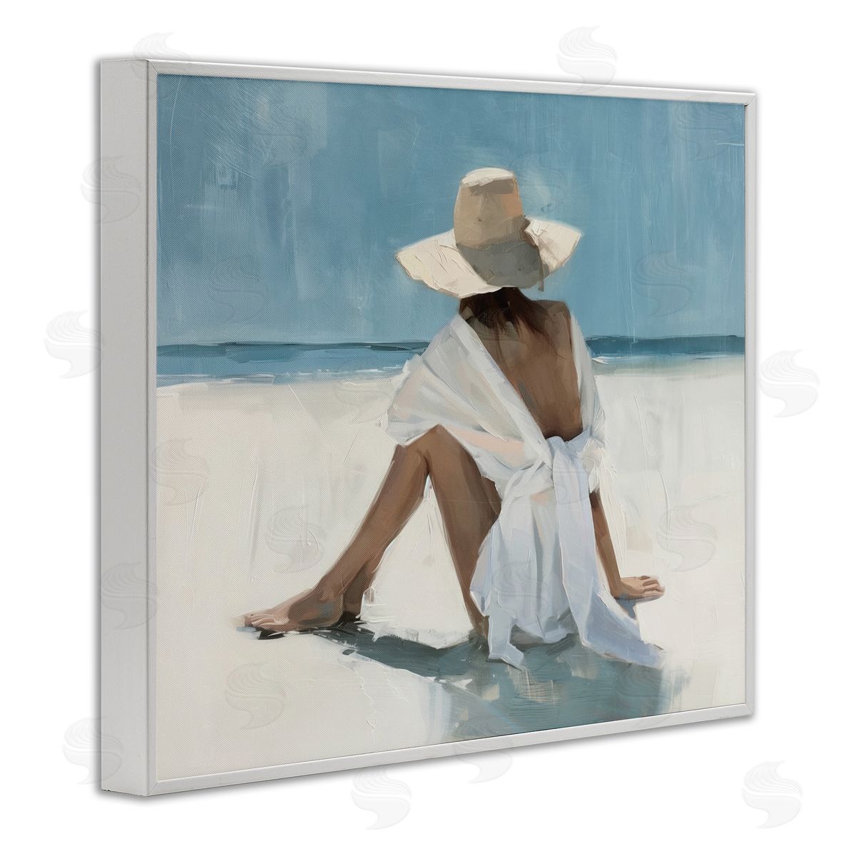 Ocean Dream Woman White Frame Print Wall Art, Home Decor by Svetlana Aleynikova