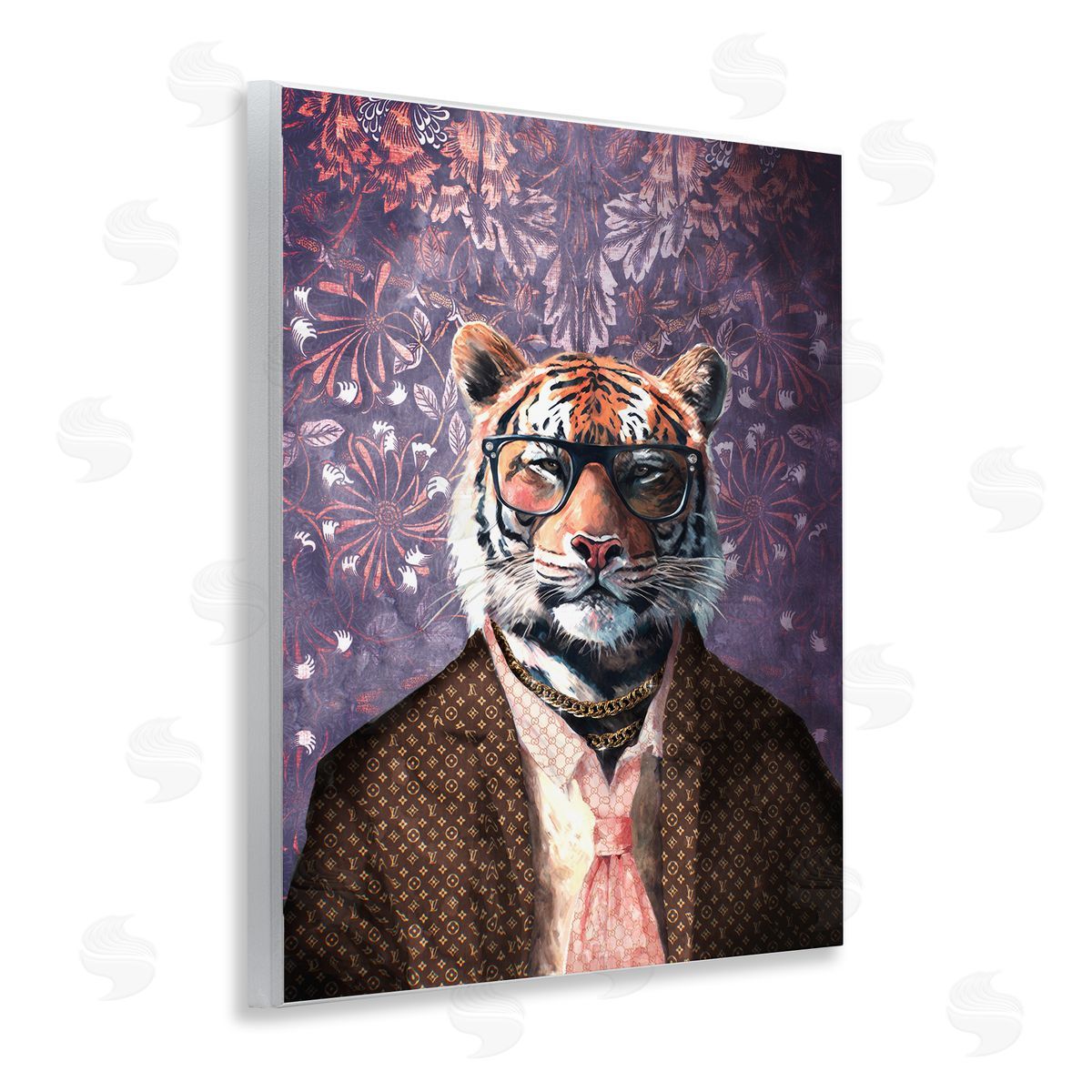 Tiger in Style on Florals Wood Plaque Wall Art, Home Decor by Svetlana Aleynikova