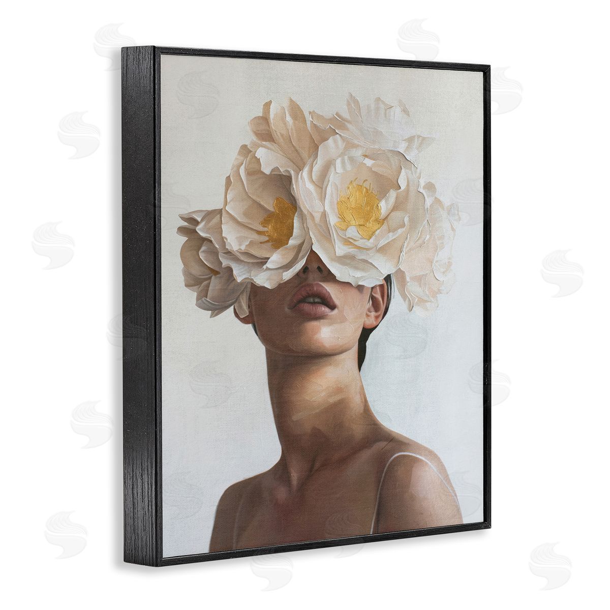 Yellow Flower Lady Black Frame Print Wall Art, Home Decor by Svetlana Aleynikova