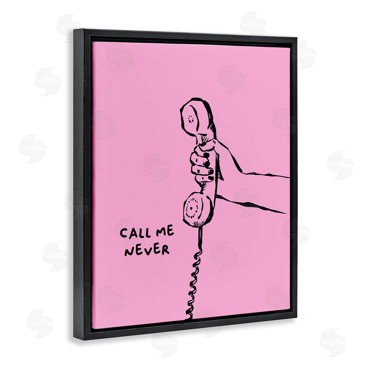Call Me Never Phrase Black Floating Frame Canvas Wall Art, Home Decor by House of Lulu