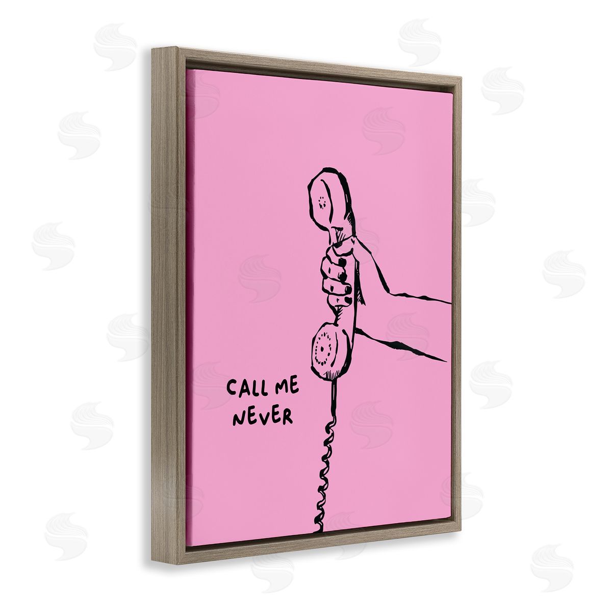 Call Me Never Phrase Brown Floating Frame Canvas Wall Art, Home Decor by House of Lulu