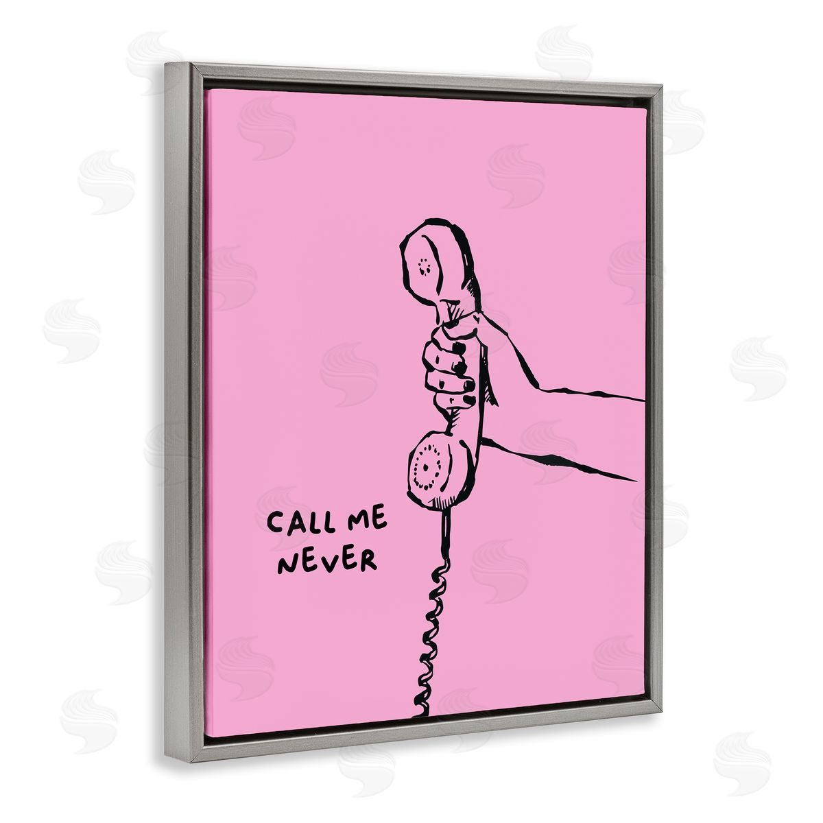 Call Me Never Phrase Grey Floating Frame Canvas Wall Art, Home Decor by House of Lulu