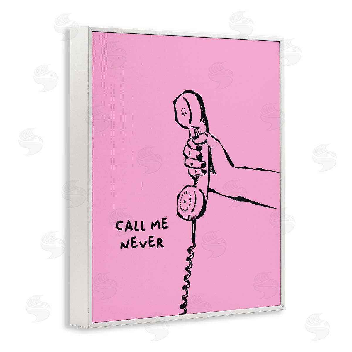 Call Me Never Phrase White Frame Print Wall Art, Home Decor by House of Lulu