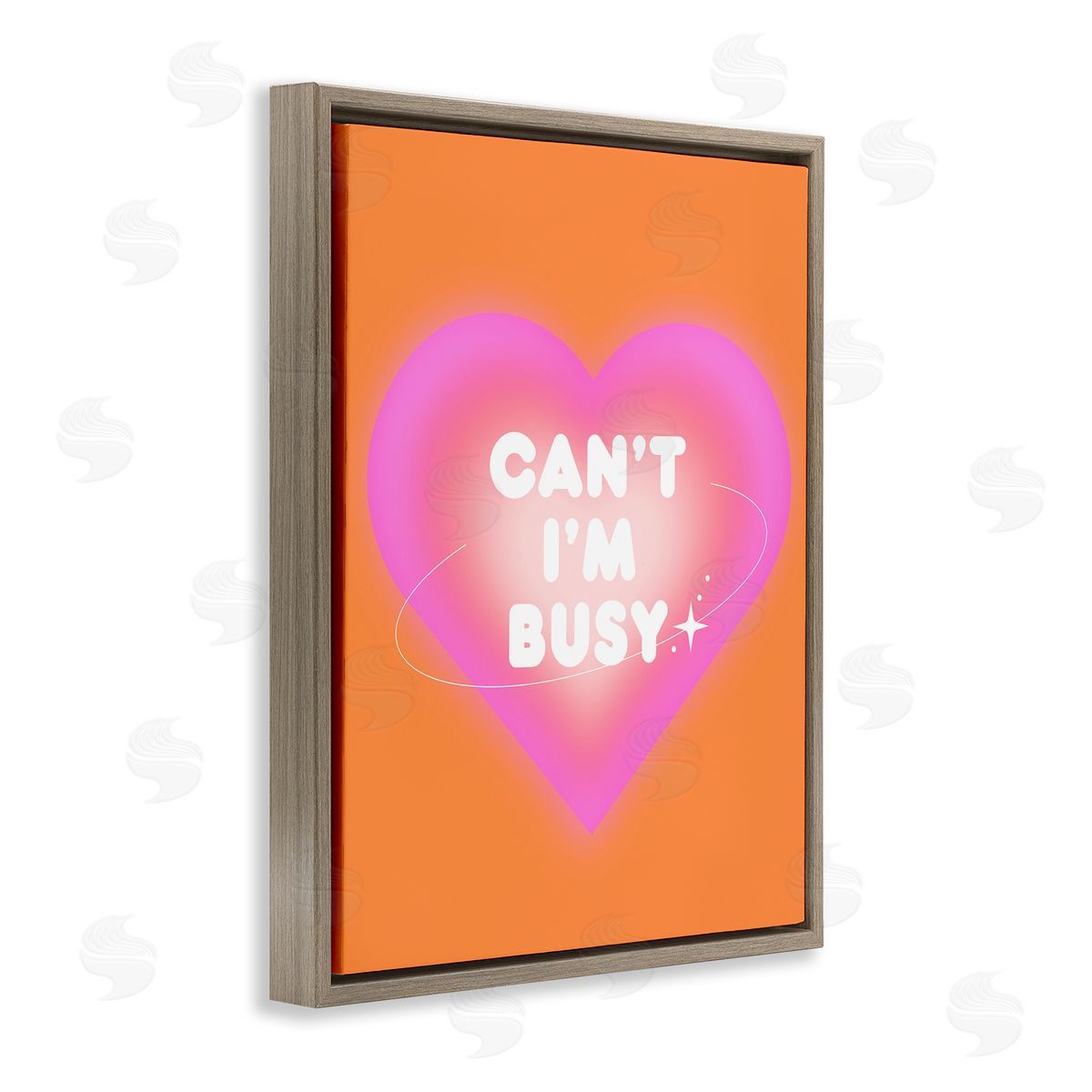 Can't I'm Busy Phrase Brown Floating Frame Canvas Wall Art, Home Decor by House of Lulu
