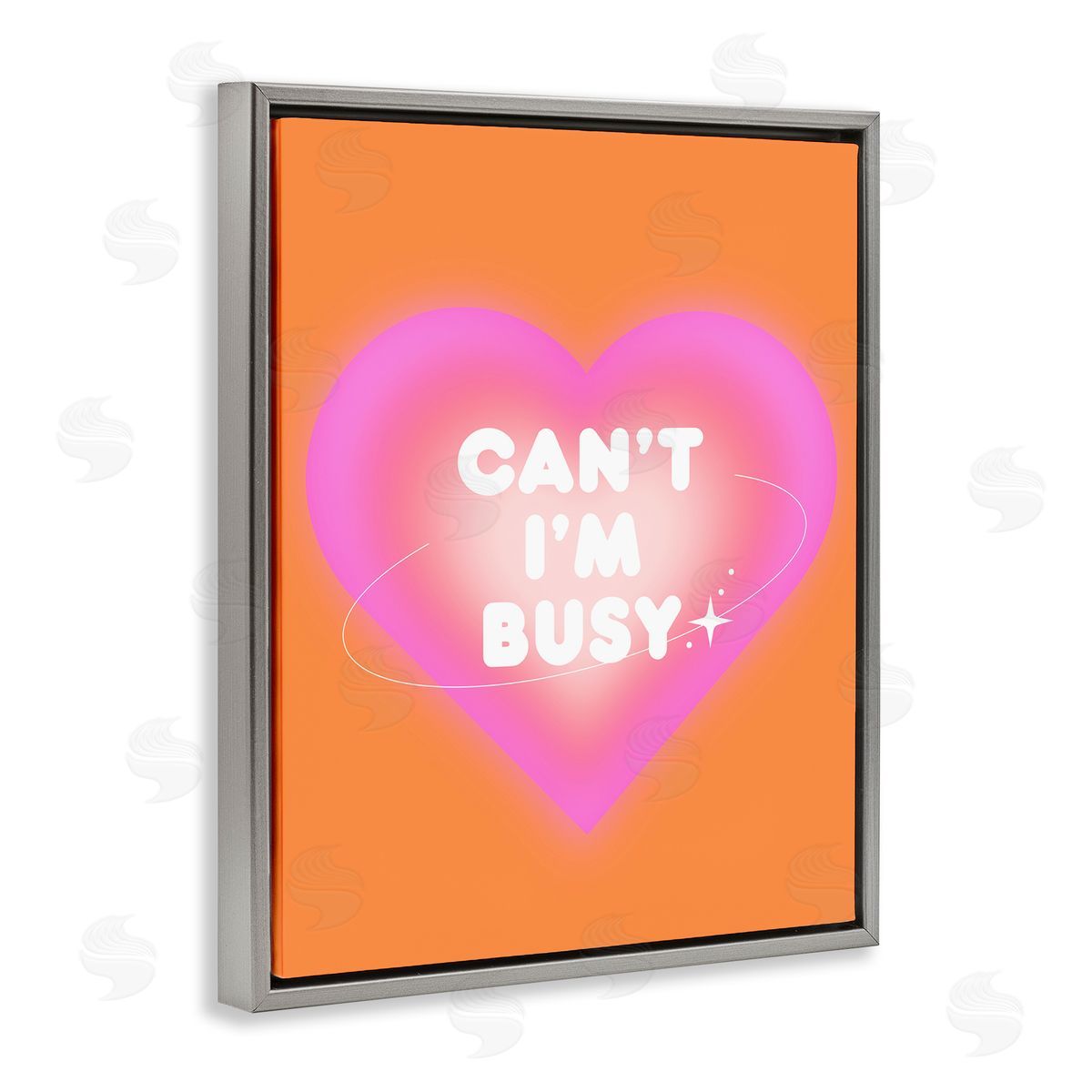 Can't I'm Busy Phrase Grey Floating Frame Canvas Wall Art, Home Decor by House of Lulu