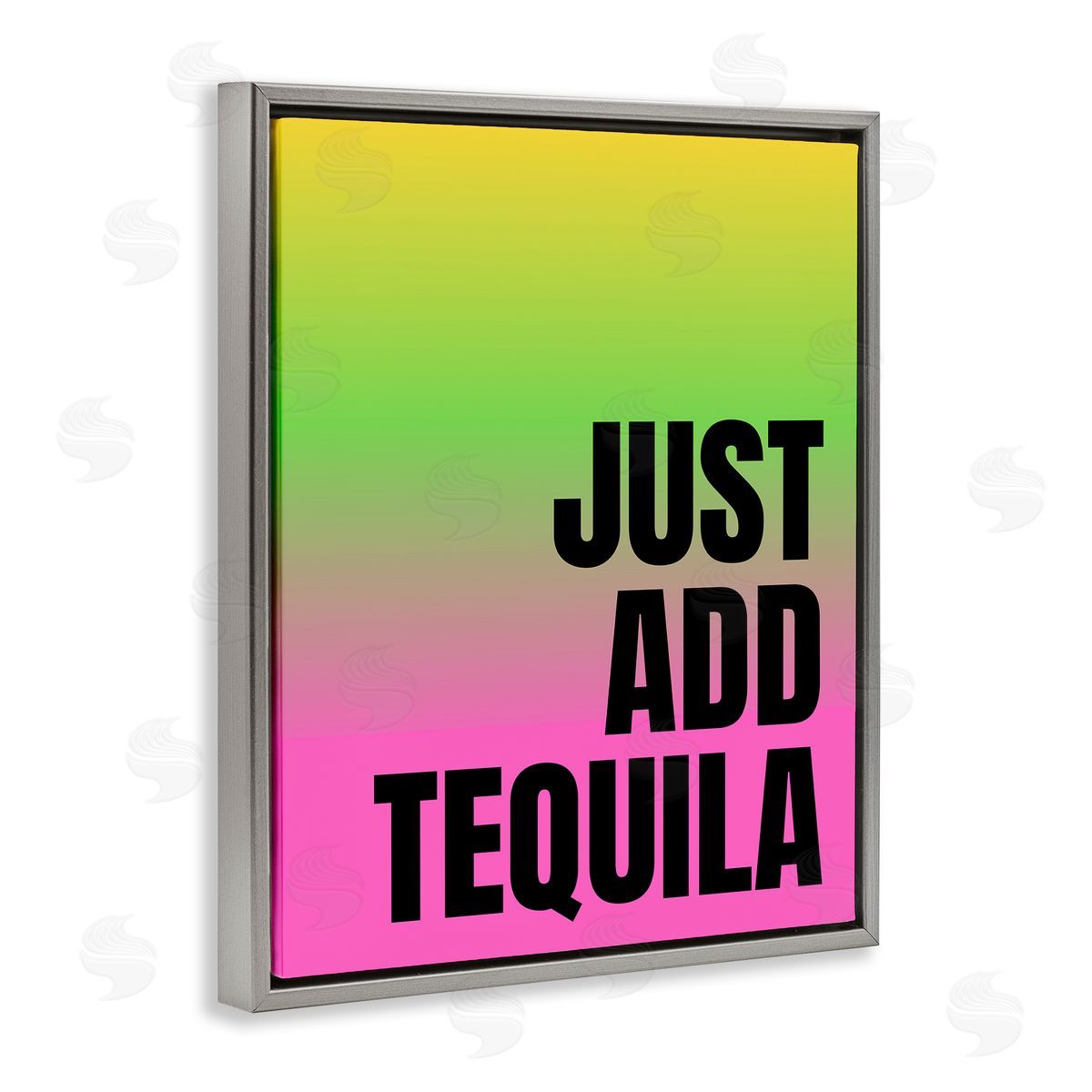 Just Add Tequila Gradient Grey Floating Frame Canvas Wall Art, Home Decor by House of Lulu