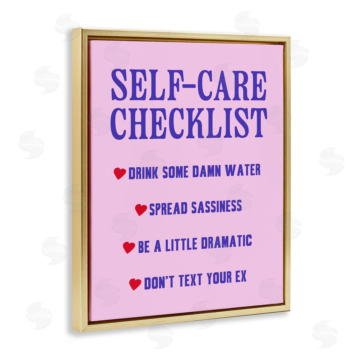 Sassy Self Care Checklist Gold Floating Frame Canvas Wall Art, Home Decor by House of Lulu