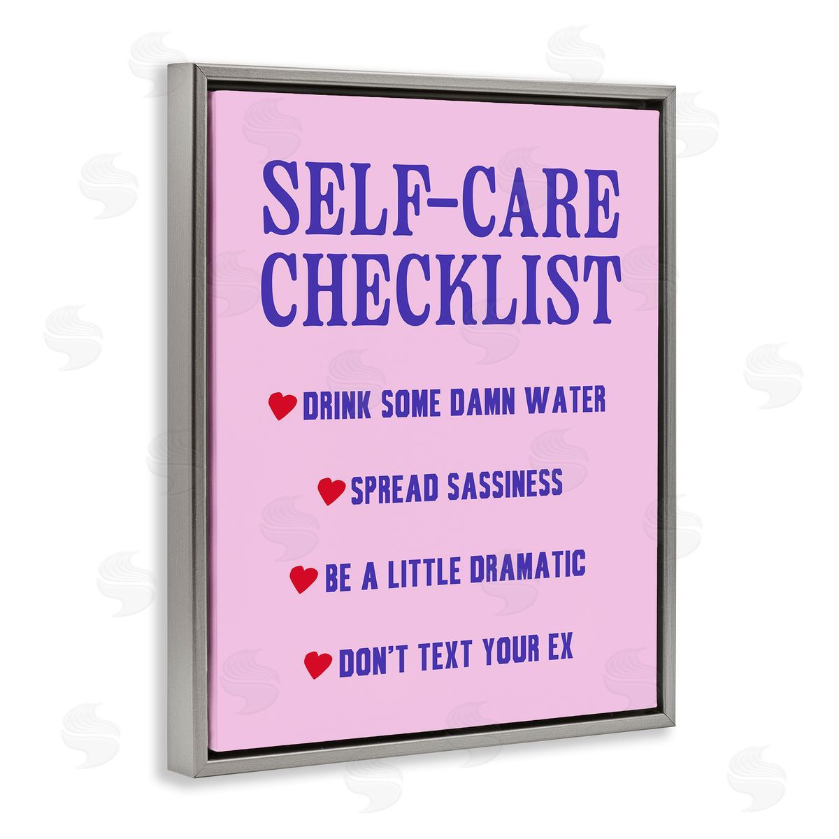 Sassy Self Care Checklist Grey Floating Frame Canvas Wall Art, Home Decor by House of Lulu