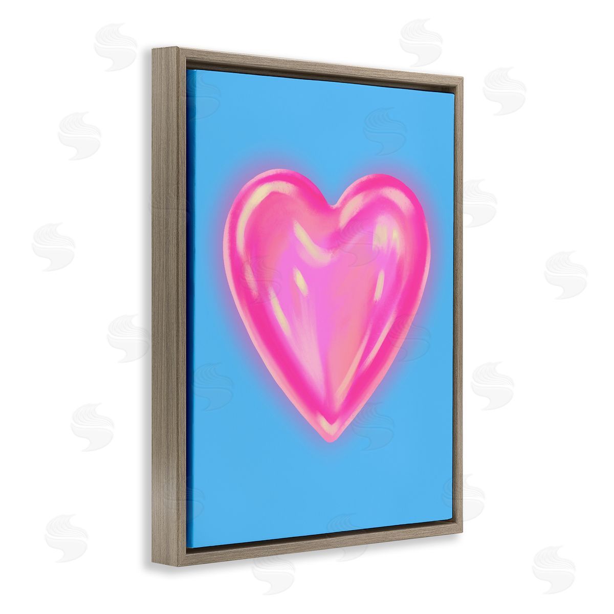 Watercolor Sculptural Heart Brown Floating Frame Canvas Wall Art, Home Decor by House of Lulu