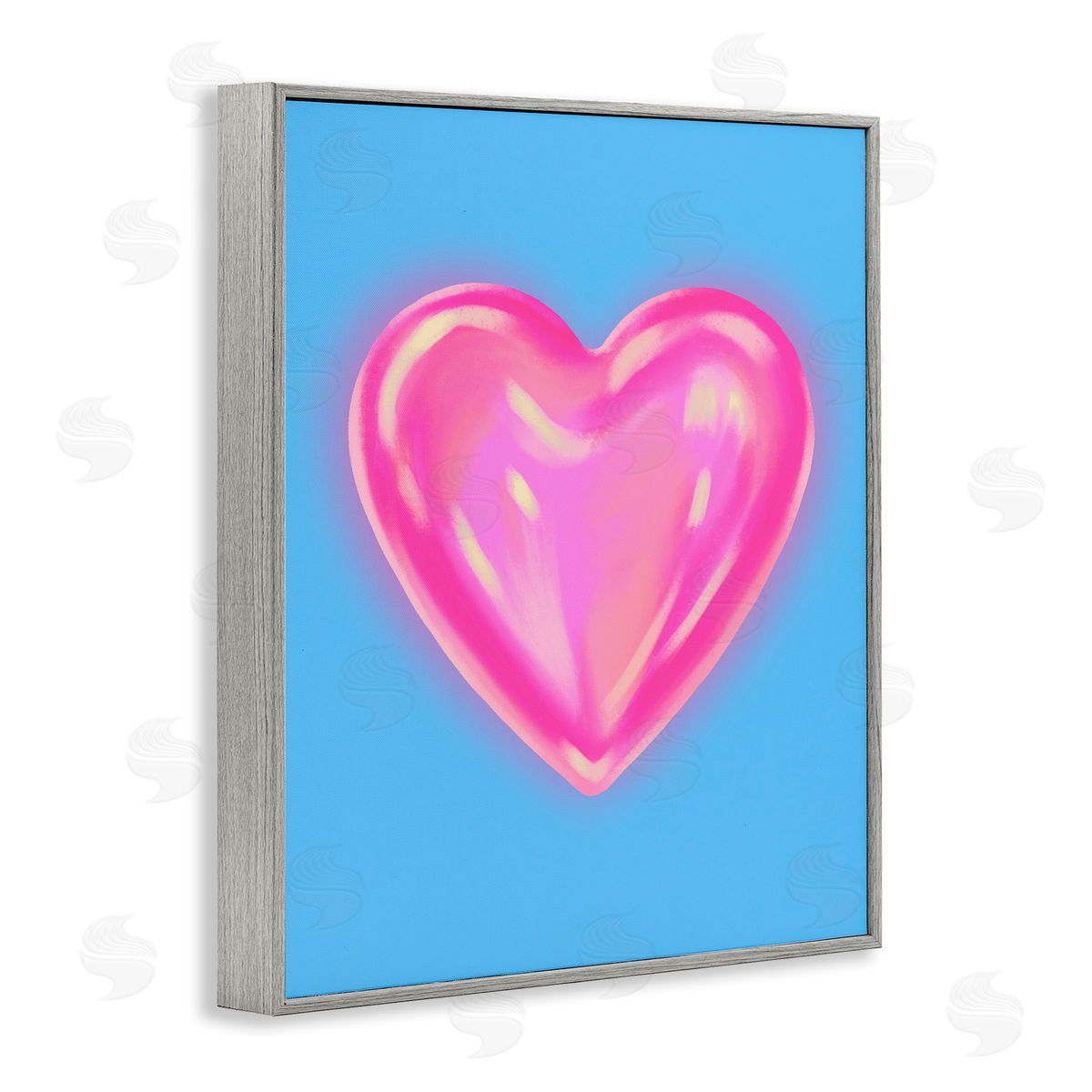 Watercolor Sculptural Heart Grey Frame Print Wall Art, Home Decor by House of Lulu