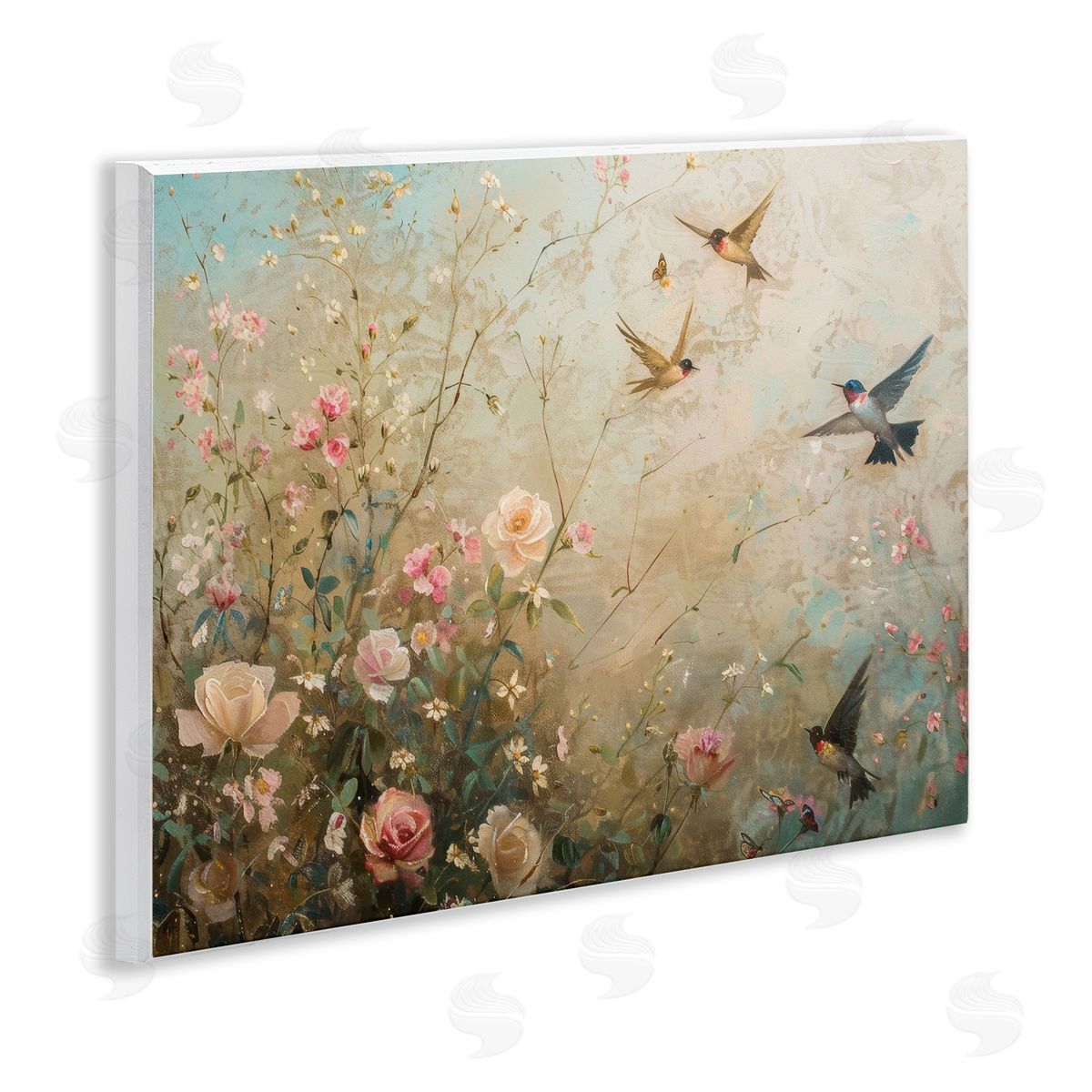Spring Meadow Birds Wood Plaque Wall Art, Home Decor by Arlington Prints