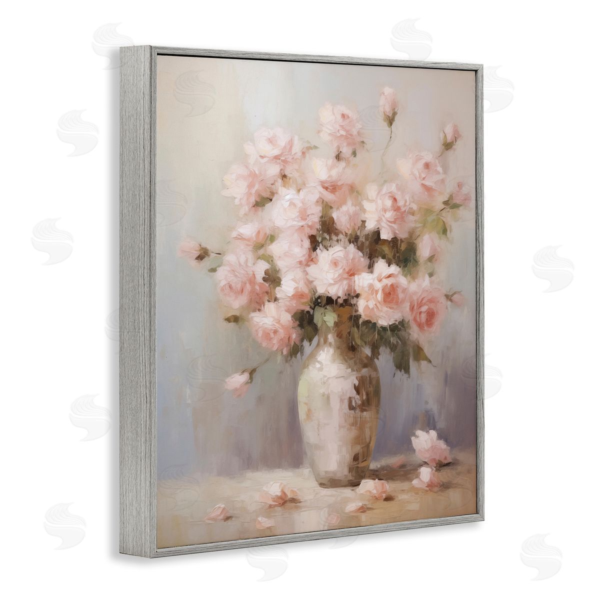 Dainty Pink Rose Vase Grey Frame Print Wall Art, Home Decor by Arlington Prints