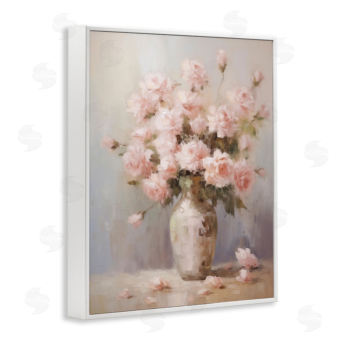 Dainty Pink Rose Vase White Frame Print Wall Art, Home Decor by Arlington Prints