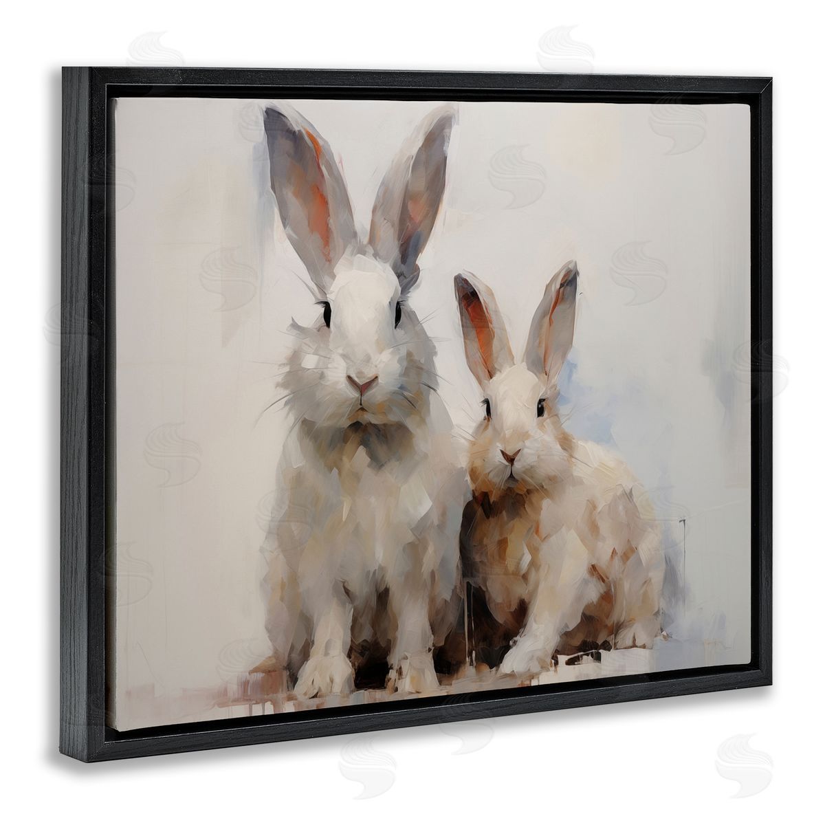 Fluffy Spring Bunnies Black Floating Frame Canvas Wall Art, Home Decor by Arlington Prints