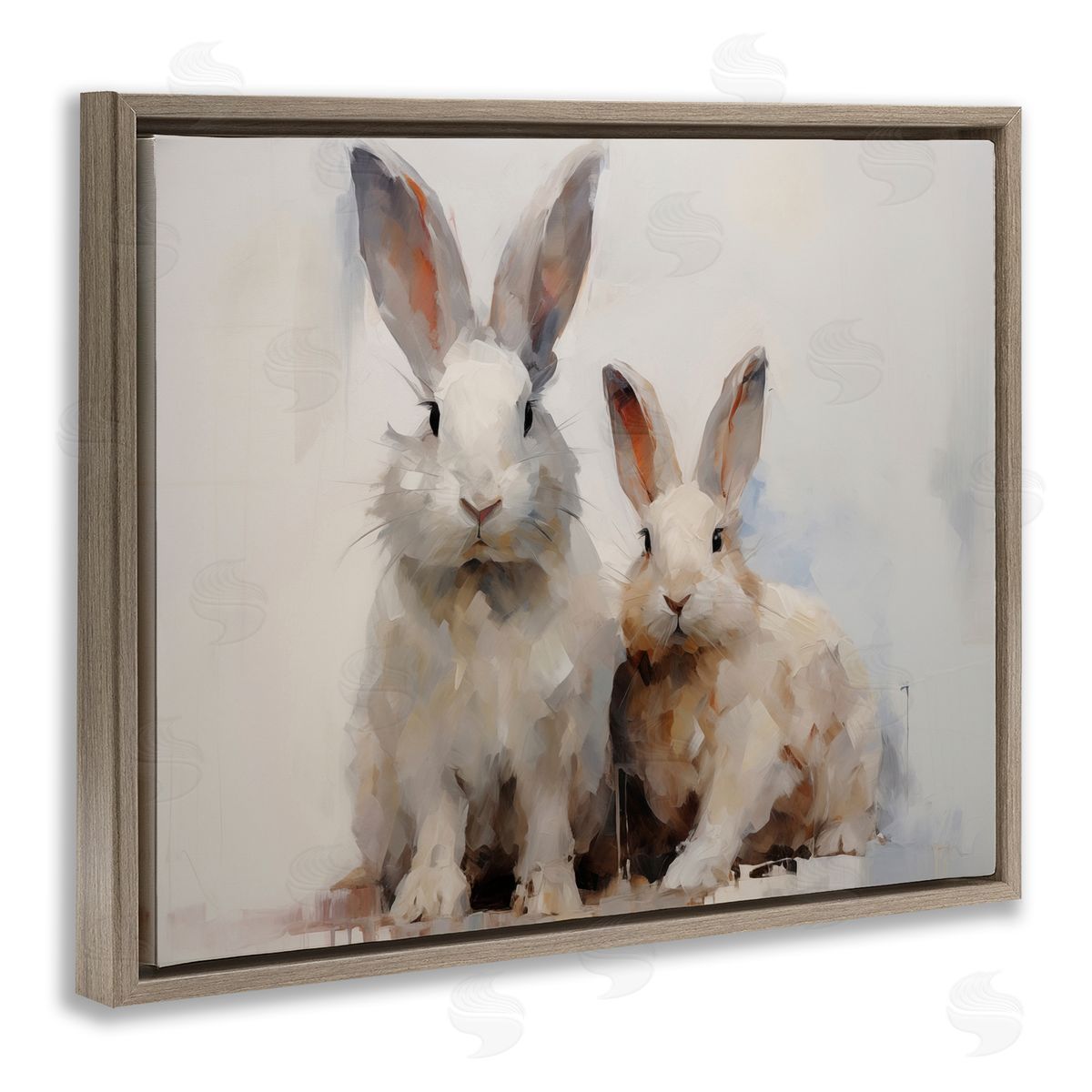 Fluffy Spring Bunnies Brown Floating Frame Canvas Wall Art, Home Decor by Arlington Prints