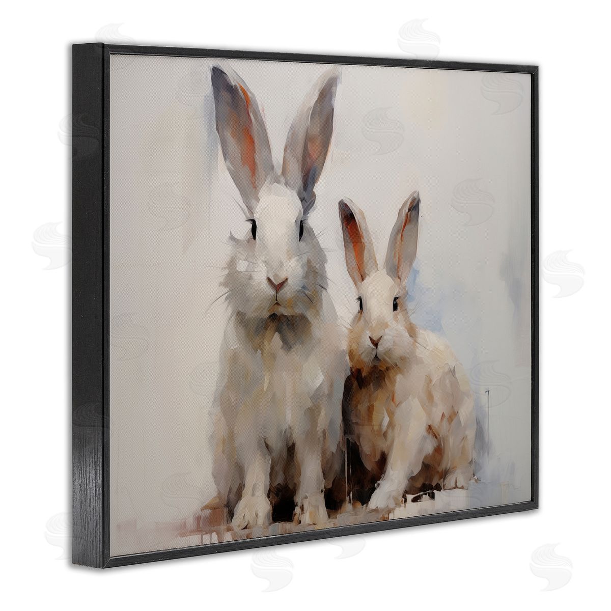 Fluffy Spring Bunnies Black Frame Print Wall Art, Home Decor by Arlington Prints