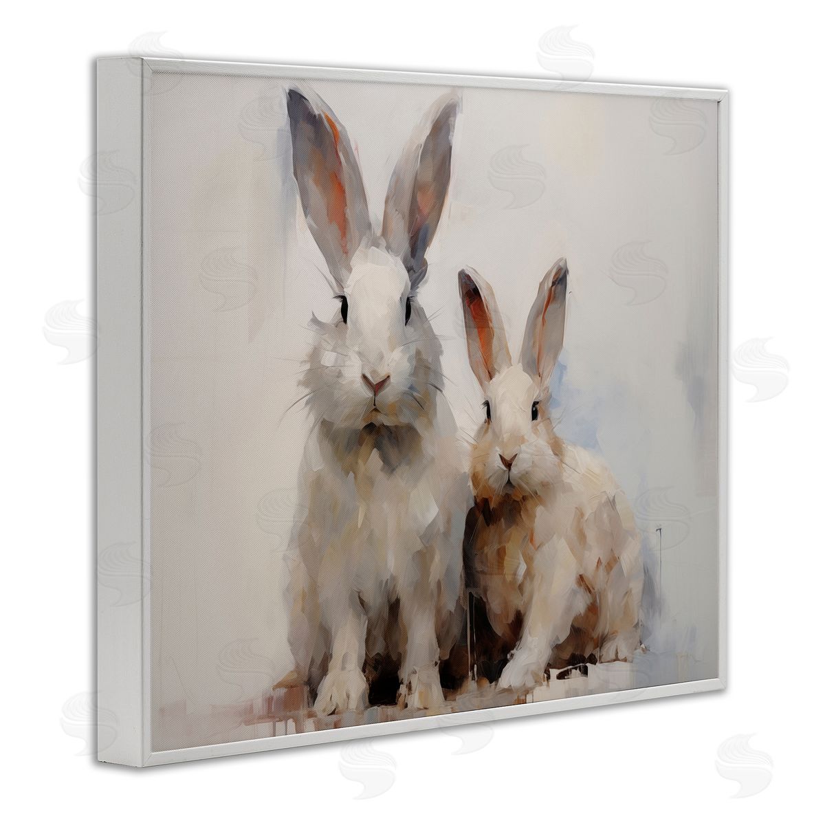 Fluffy Spring Bunnies White Frame Print Wall Art, Home Decor by Arlington Prints