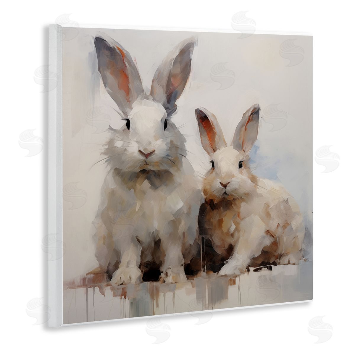 Fluffy Spring Rabbits Wood Plaque Wall Art, Home Decor by Arlington Prints