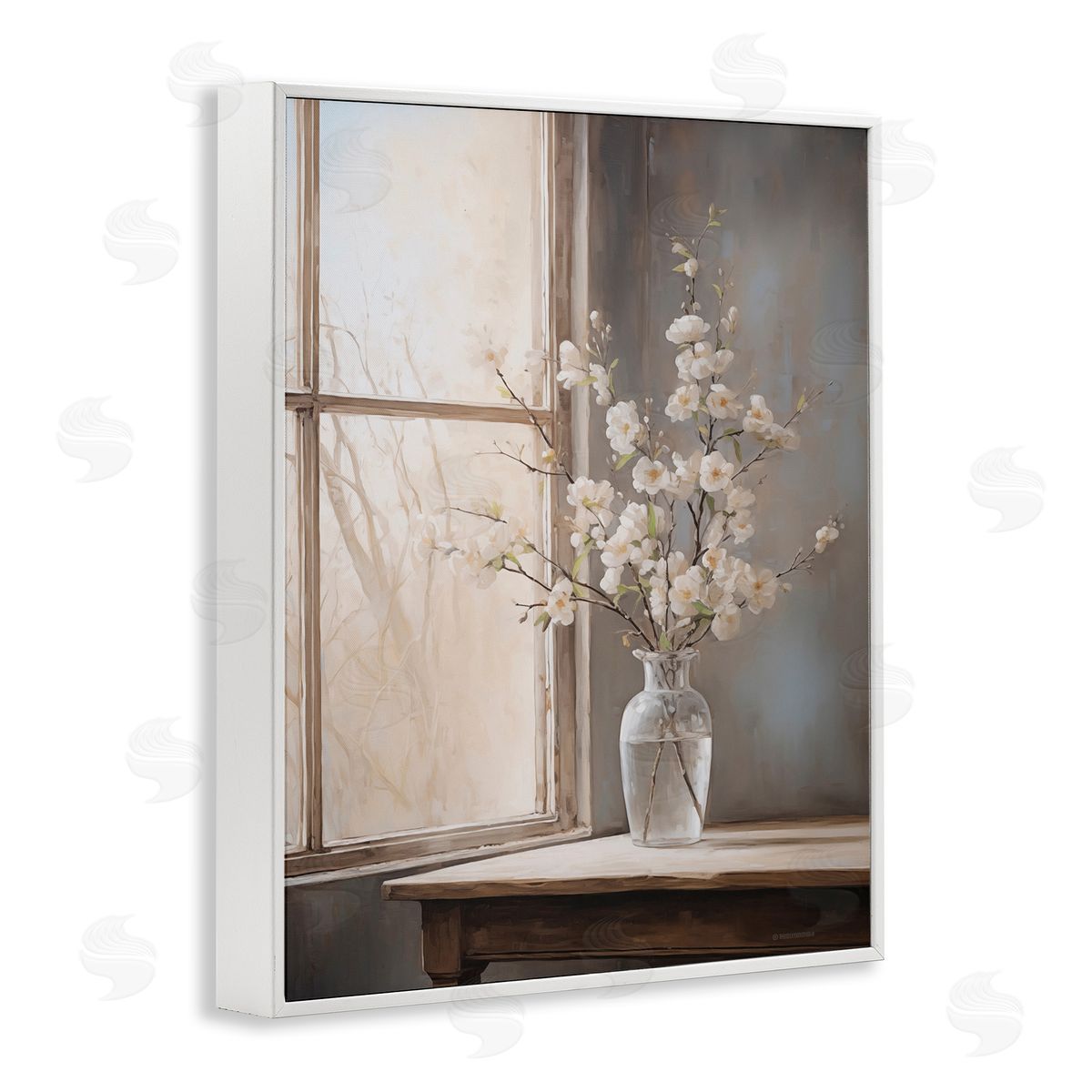 Spring Arrangement Windowsill White Frame Print Wall Art, Home Decor by Arlington Prints