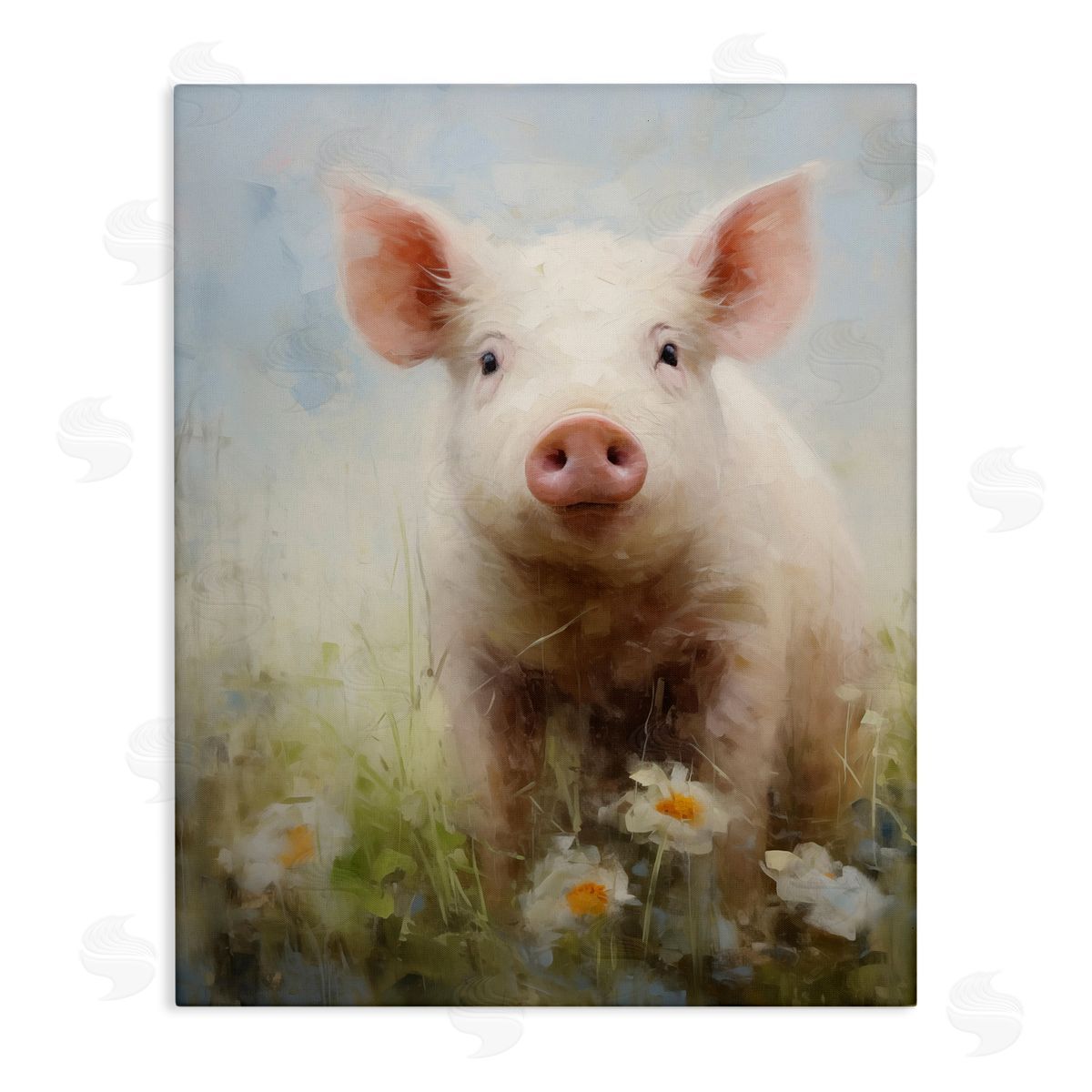 Spring Garden Piggy Canvas Wall Art, Home Decor by Arlington Prints