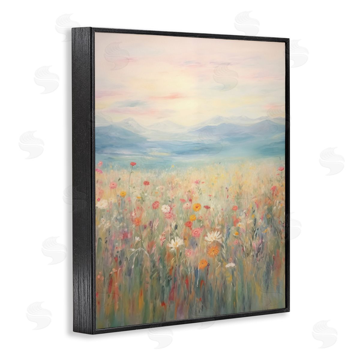 Spring Floral Mountain Meadow Black Frame Print Wall Art, Home Decor by Arlington Prints