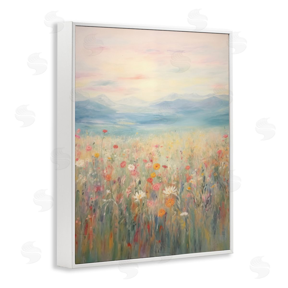 Spring Floral Mountain Meadow White Frame Print Wall Art, Home Decor by Arlington Prints