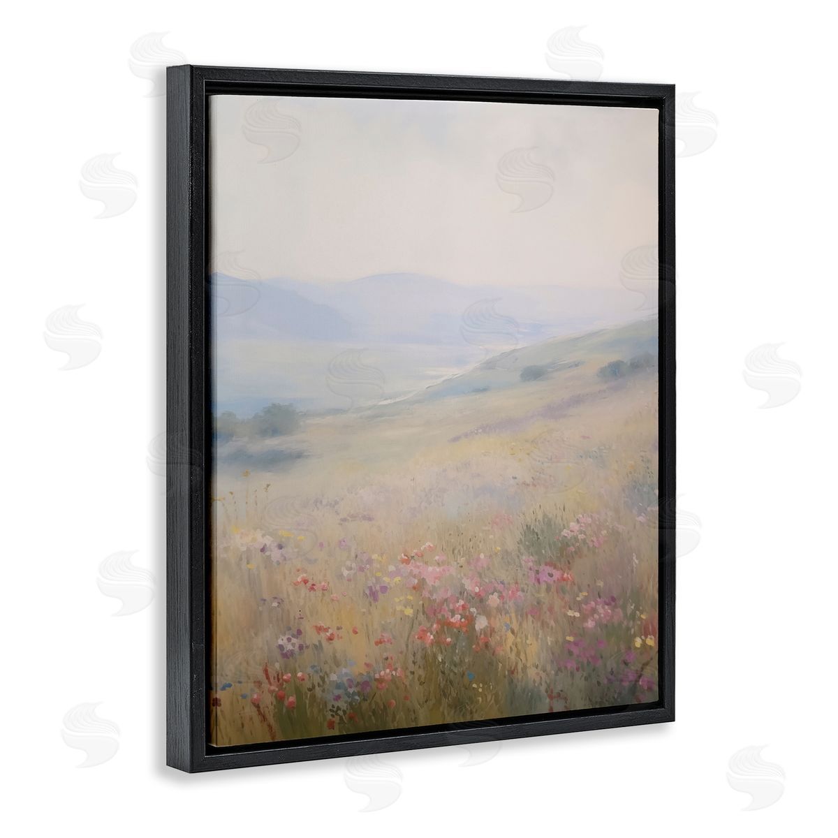 Valley Meadow Flowers Black Floating Frame Canvas Wall Art, Home Decor by Arlington Prints