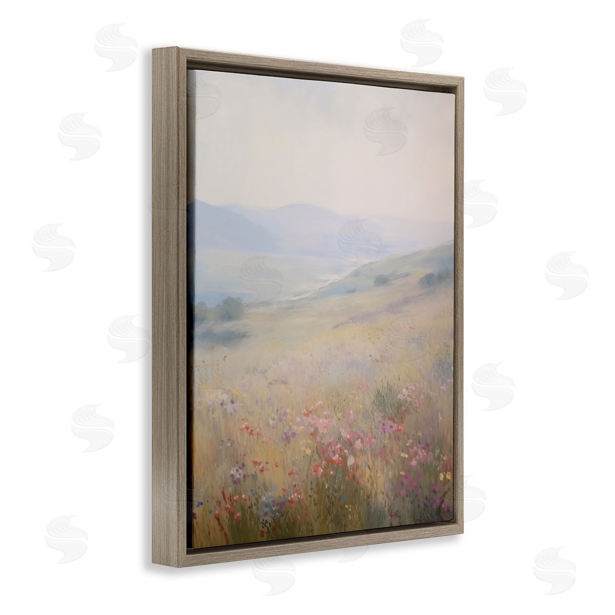 Valley Meadow Flowers Brown Floating Frame Canvas Wall Art, Home Decor by Arlington Prints