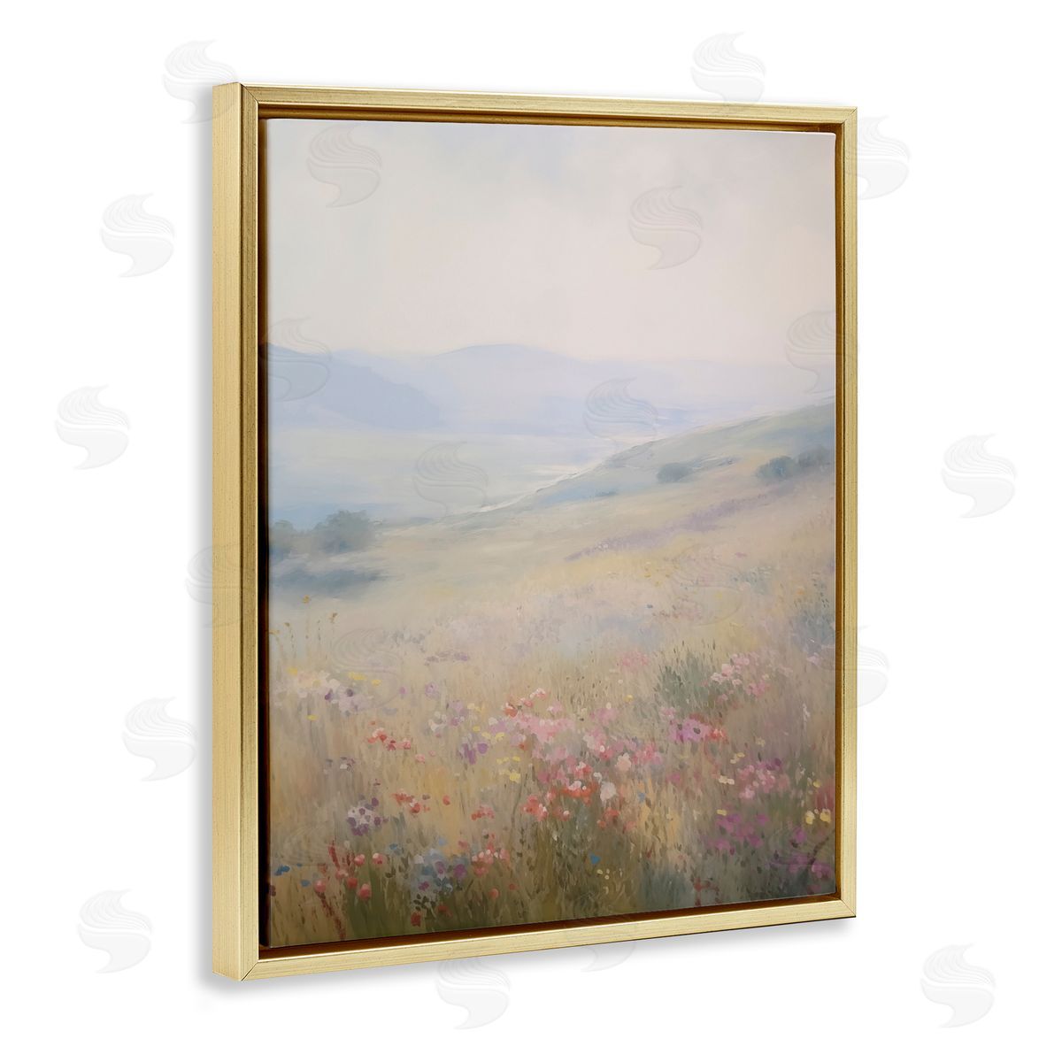 Valley Meadow Flowers Gold Floating Frame Canvas Wall Art, Home Decor by Arlington Prints