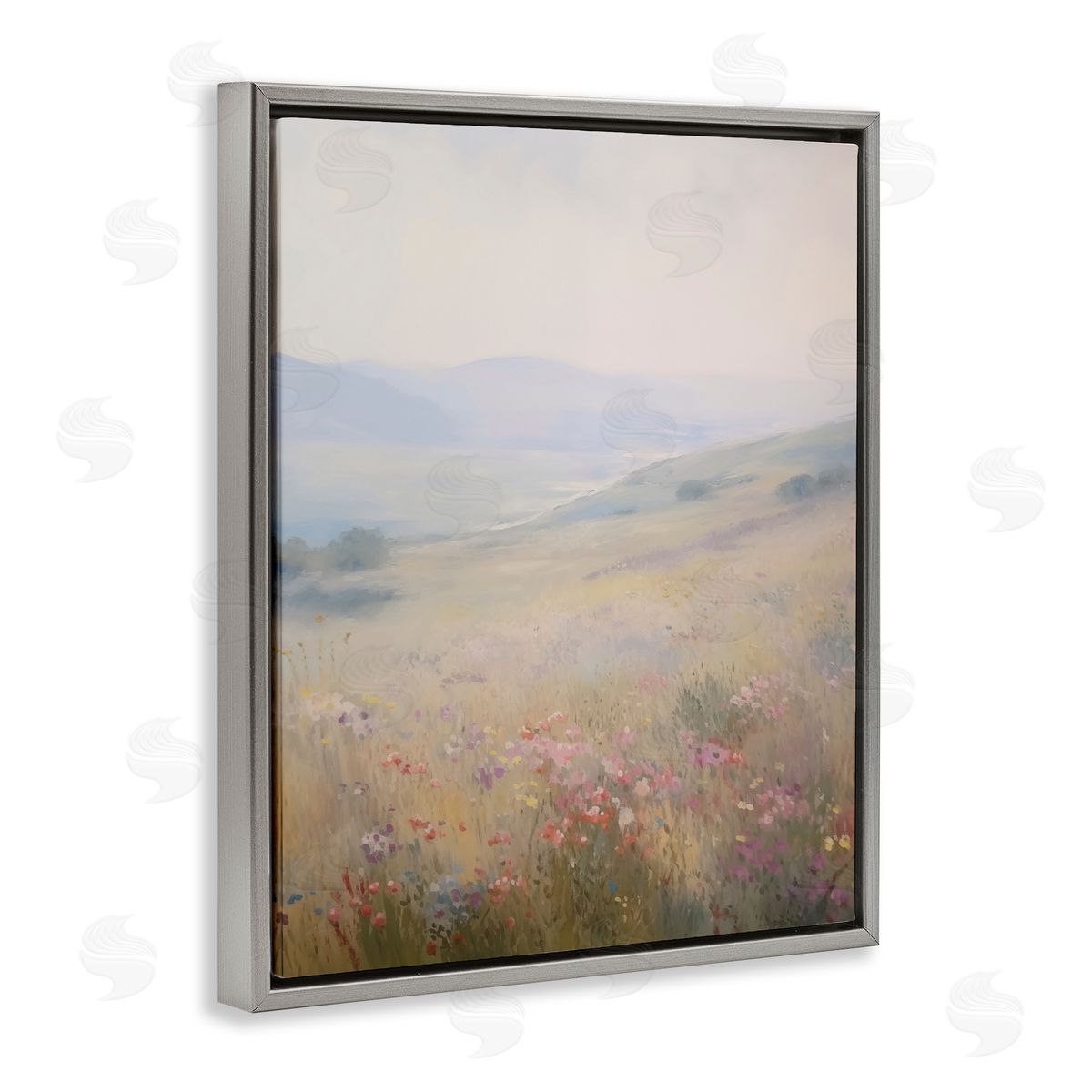 Valley Meadow Flowers Grey Floating Frame Canvas Wall Art, Home Decor by Arlington Prints