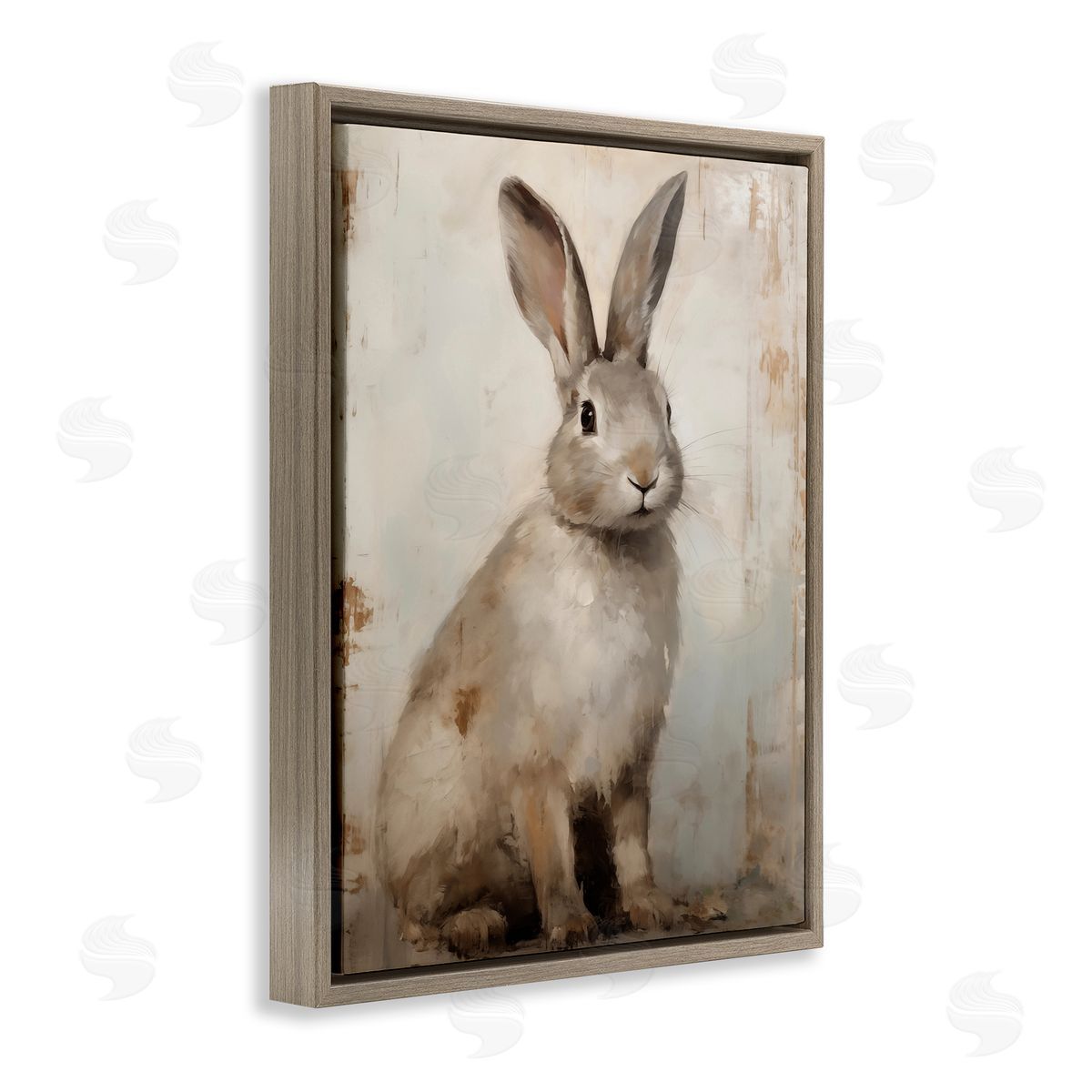 Natural Rabbit Portrait Brown Floating Frame Canvas Wall Art, Home Decor by Arlington Prints