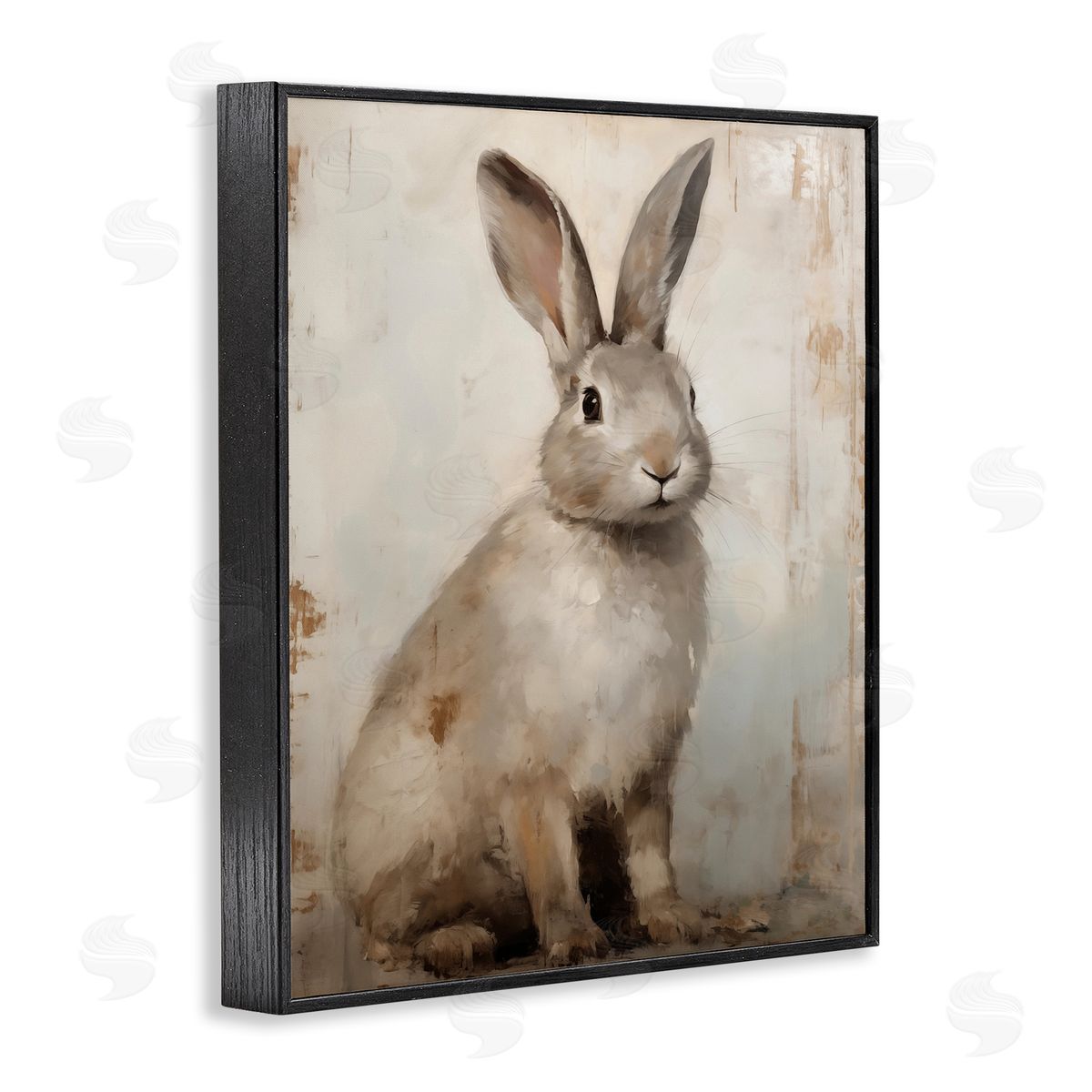 Natural Rabbit Portrait Black Frame Print Wall Art, Home Decor by Arlington Prints