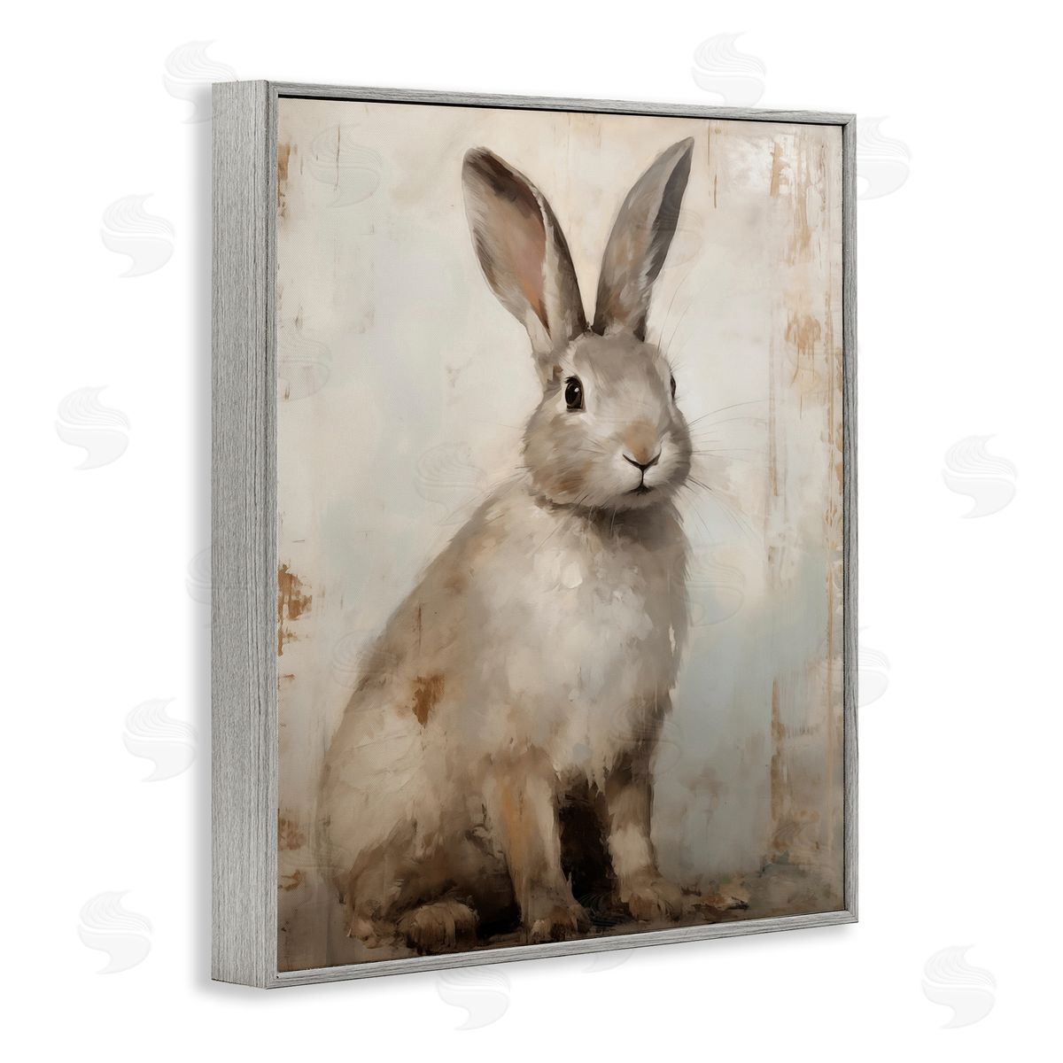 Natural Rabbit Portrait Grey Frame Print Wall Art, Home Decor by Arlington Prints